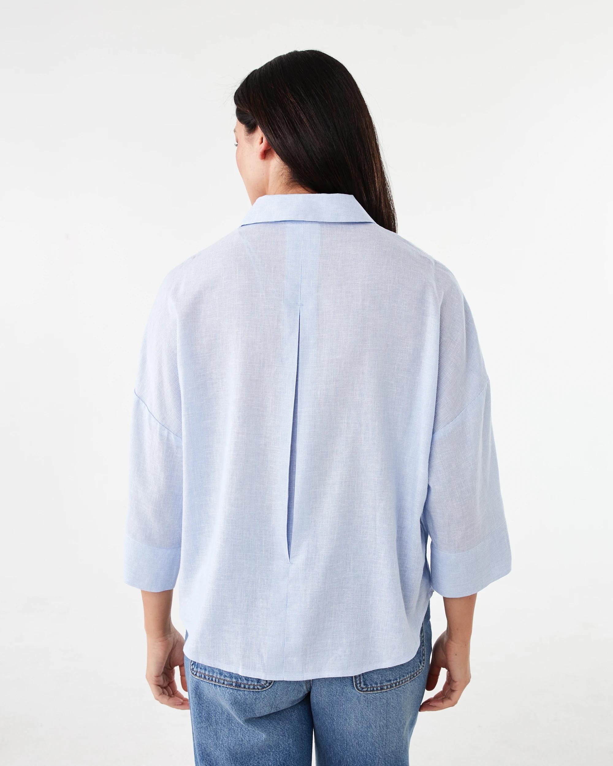 3 Long Sleeve V-Neck Dolman Shirt Bruni Blu, 3 of 8