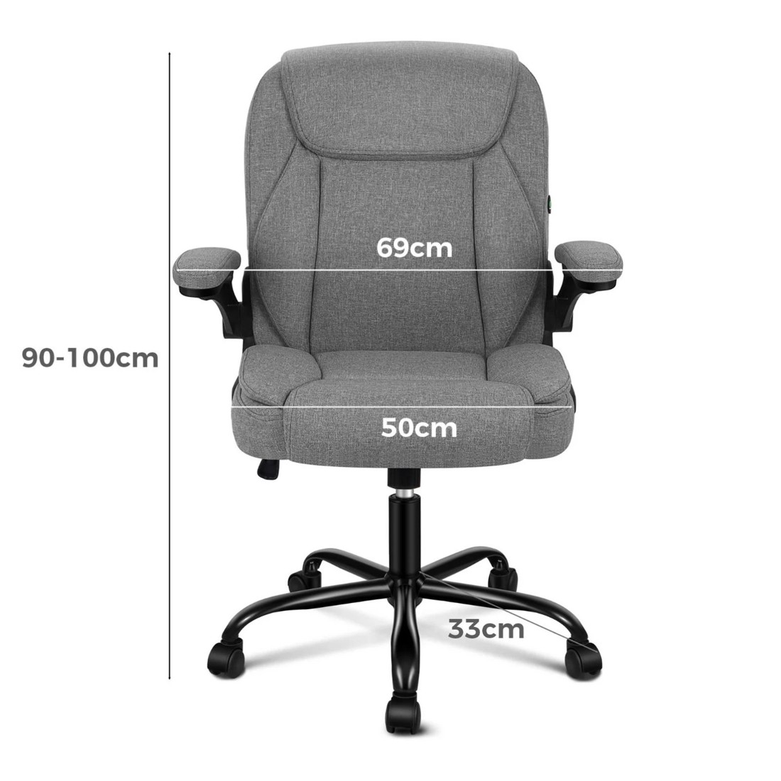 4 Alfordson Massage Office Chair Executive Computer Gaming Seat Linen Fabric - Grey, 4 of 10
