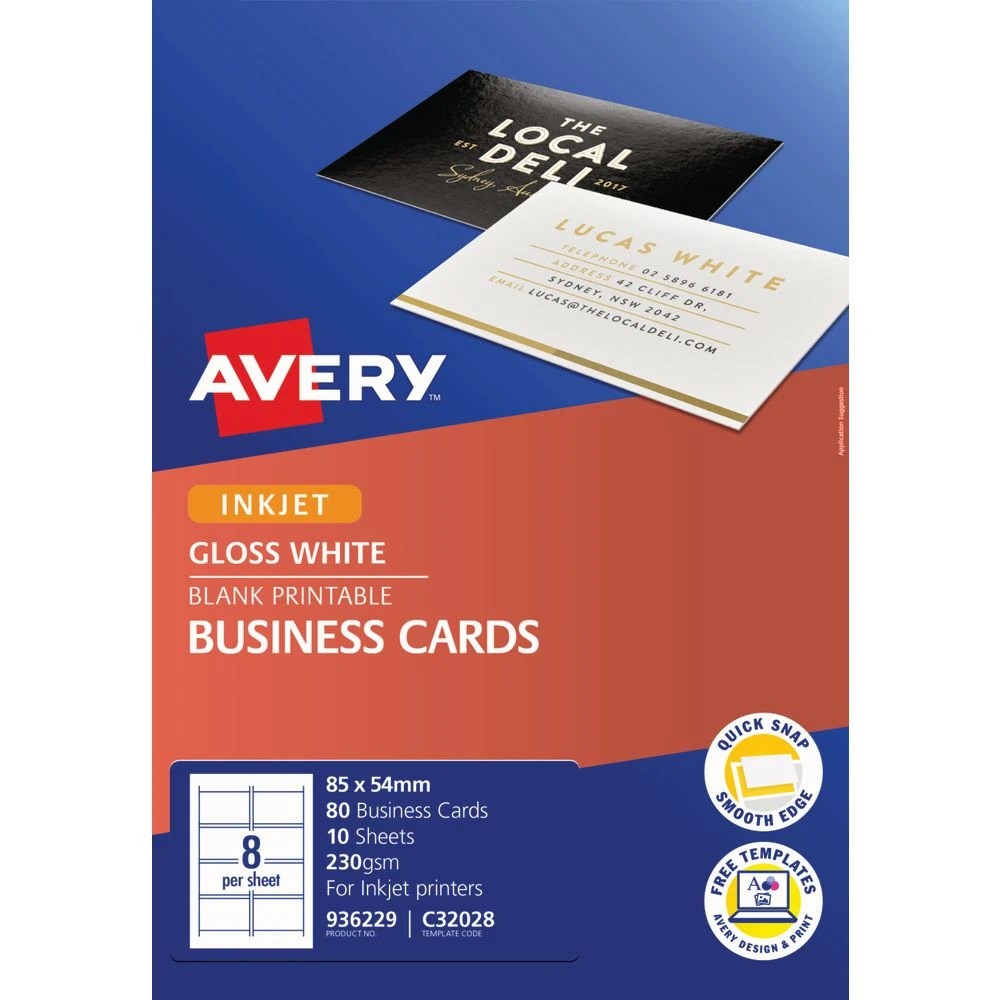 2 Avery Business Card Starter Kit 230gsm Glossy 80 Pack, 2 of 5