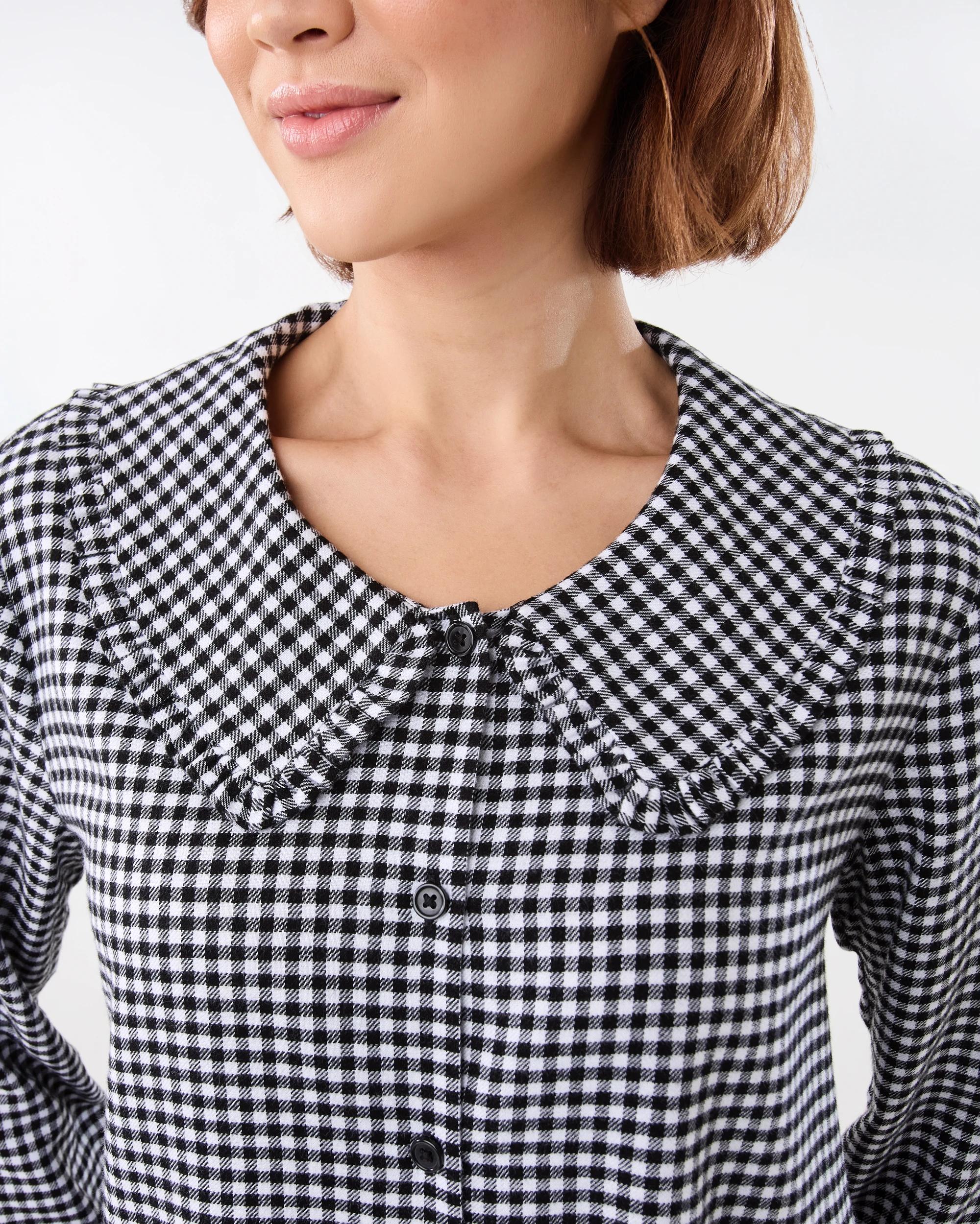 5 Collar Flannel Pyjama Set Black Chk, 5 of 7