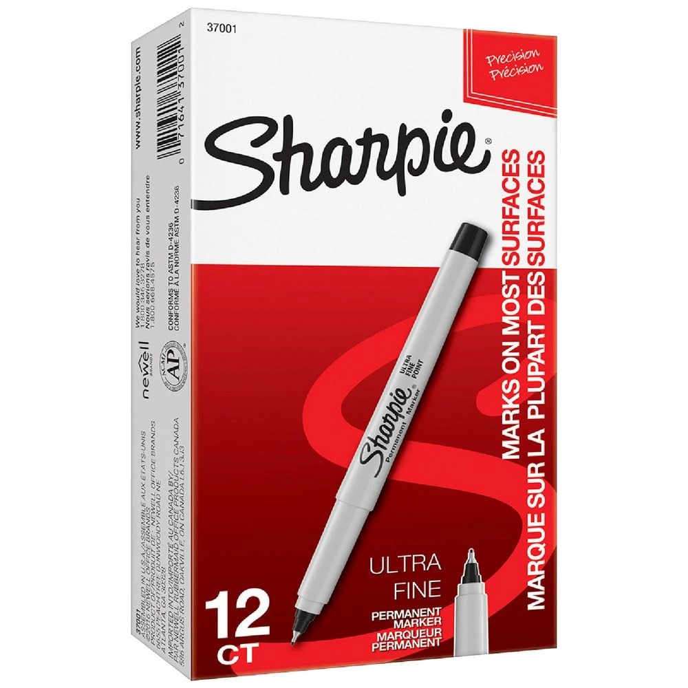 1 Sharpie Ultra Fine Permanent Markers Black 12 Pack, 1 of 7