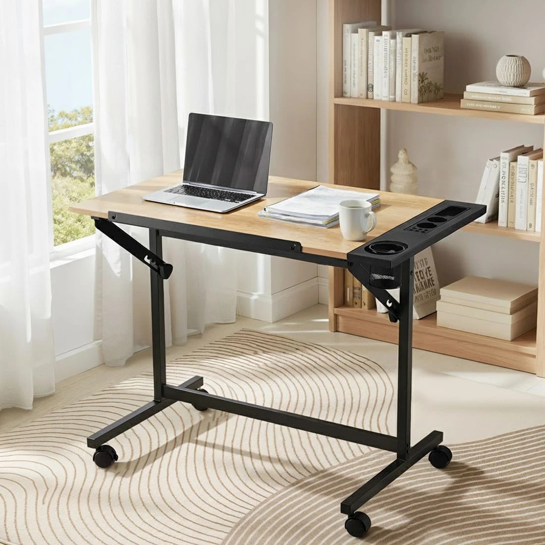 5 Artiss Drafting Table Drawing Desk Art Desk Multi-Functional Craft Drawing Table Oak - Brown, 5 of 6