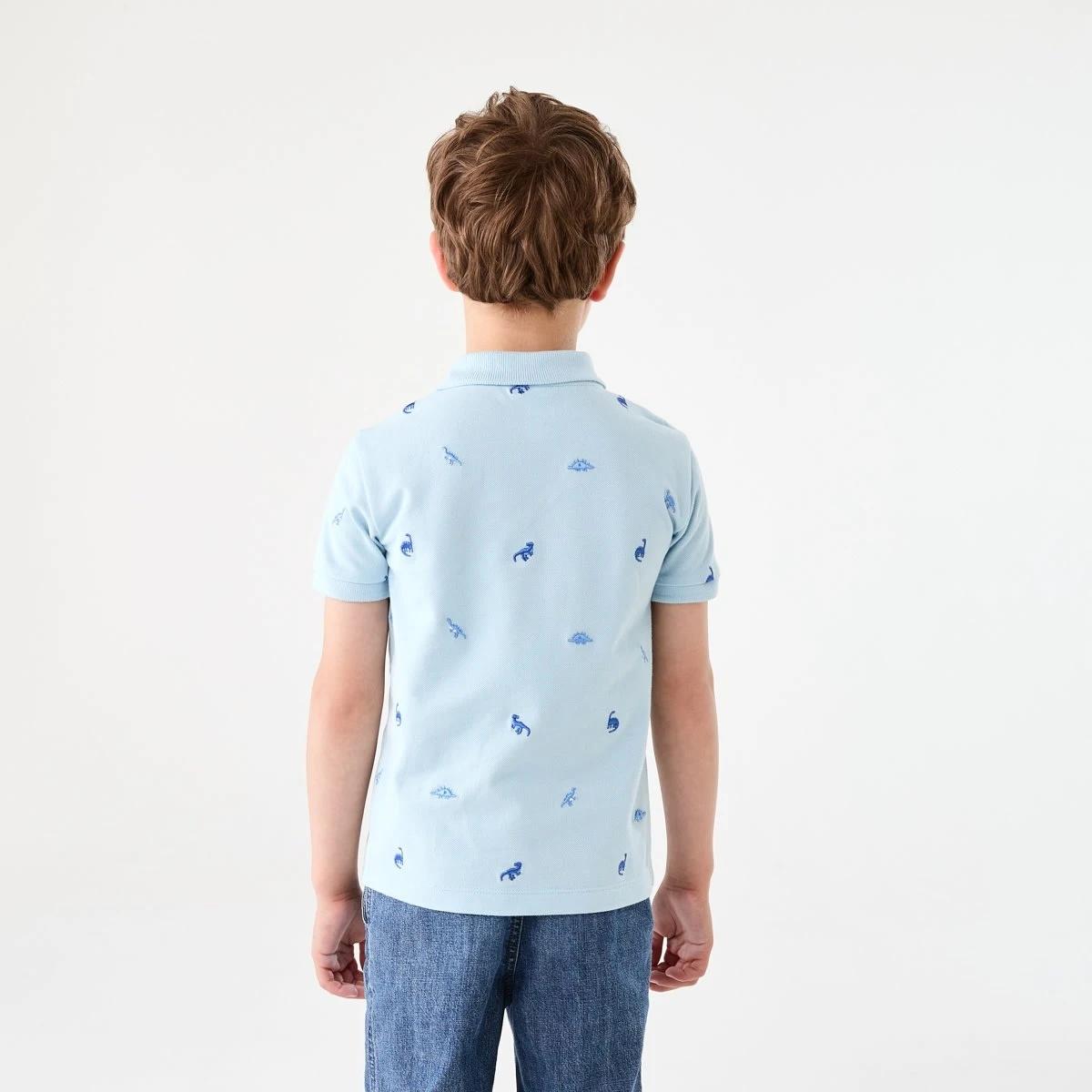 2 Embroidery Polo T-shirt MINI DINO BLUE, 2 of 6
