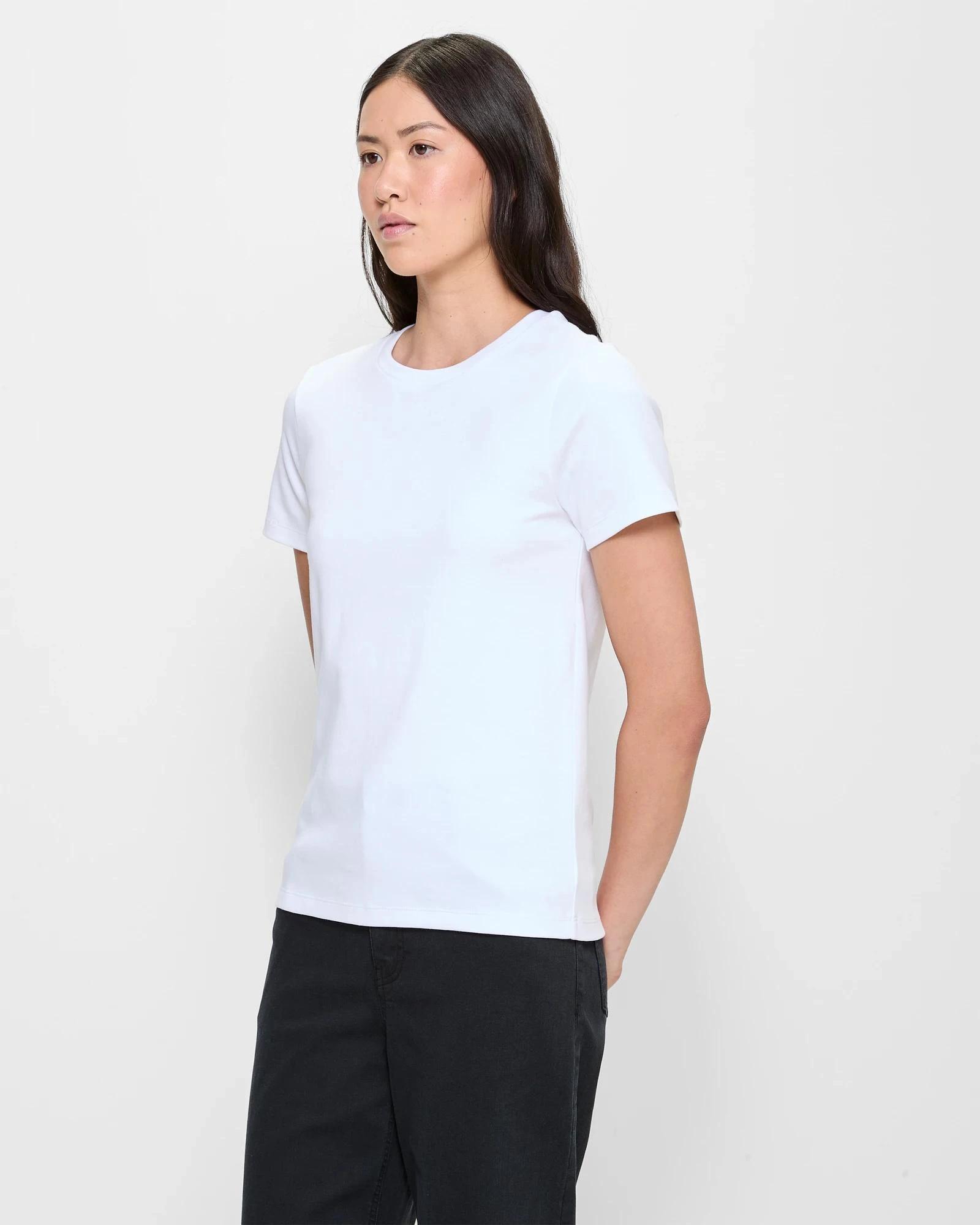 3 Target Australian Cotton Interlock Neat T-Shirt WHITE, 3 of 5