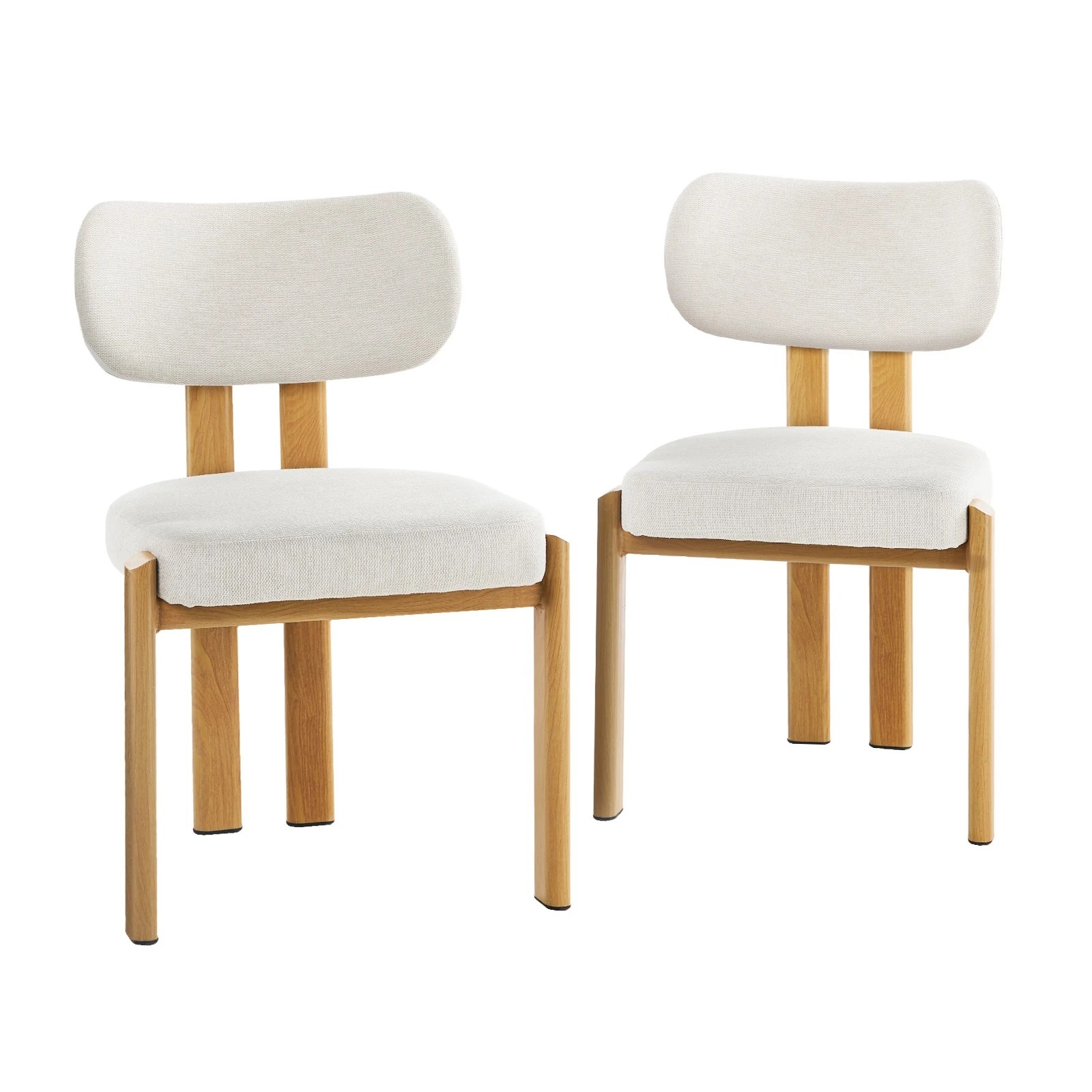 1 Oikiture Set of 2 Dining Chairs Linen Fabric Kitchen Chair Padded Seat - Multi - Multi, 1 of 9