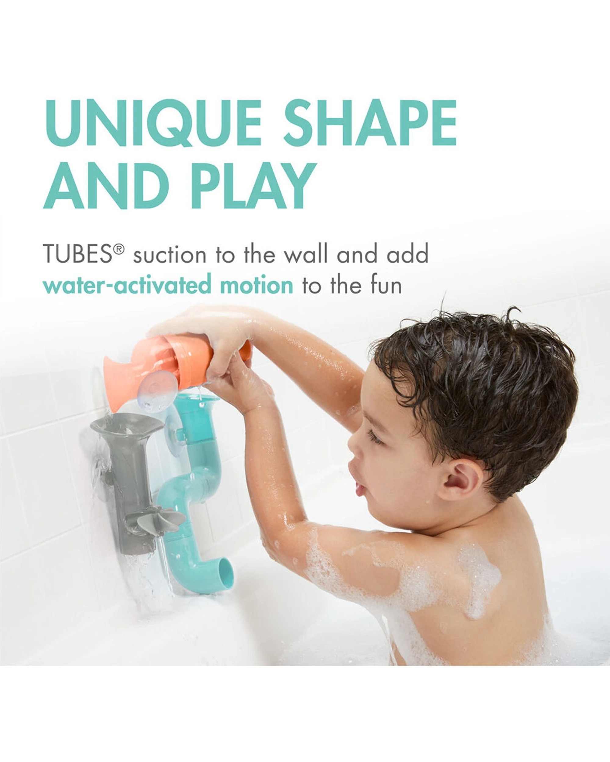 3 Boon Tubes Building Bath Toy Childrens Set - Grey, 3 of 4