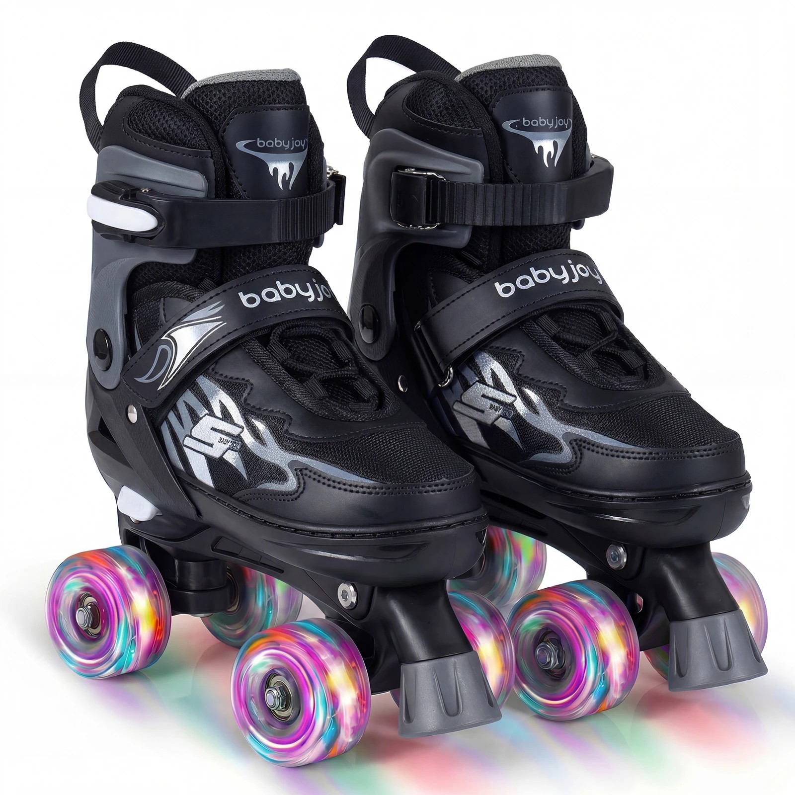 1 Costway 4-Size Adjustable Roller Skates Fun Quad Skating Shoes Roller Beginner Age 7-9 - Black, 1 of 1