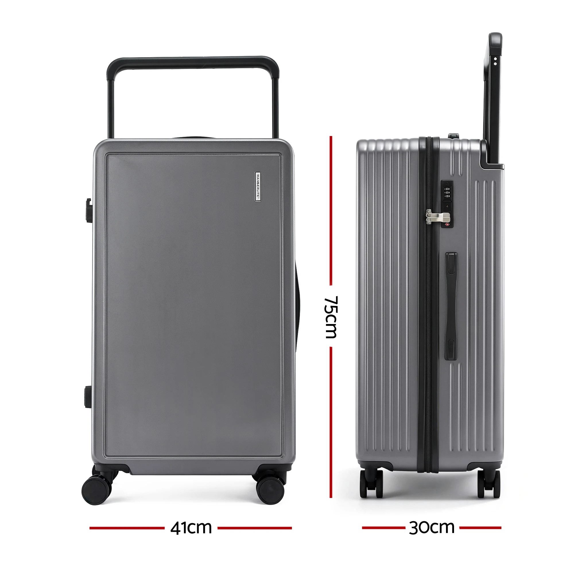 2 Wanderlite 28" Wide Handle Luggage Suitcase Travel TSA Lock Anthracite - Grey, 2 of 5