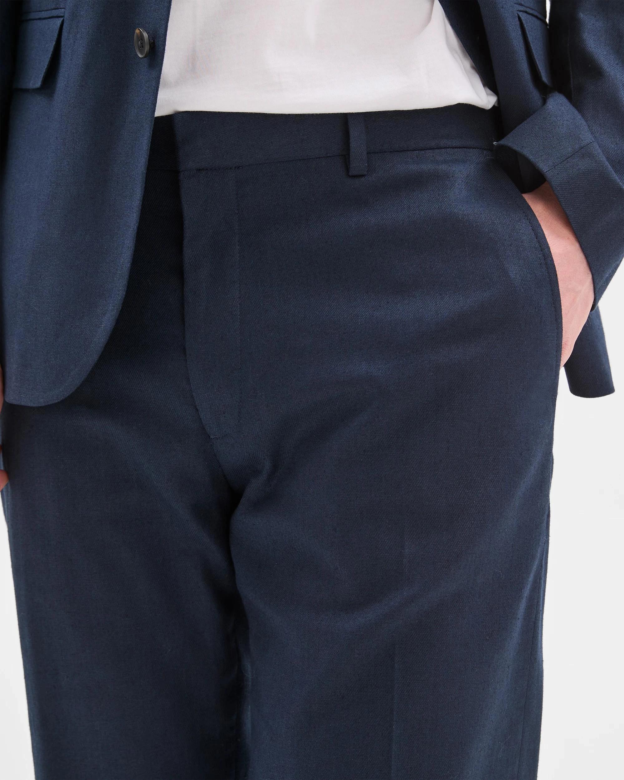 3 European Linen Blend Suit Pants - Preview NAVY, 3 of 6