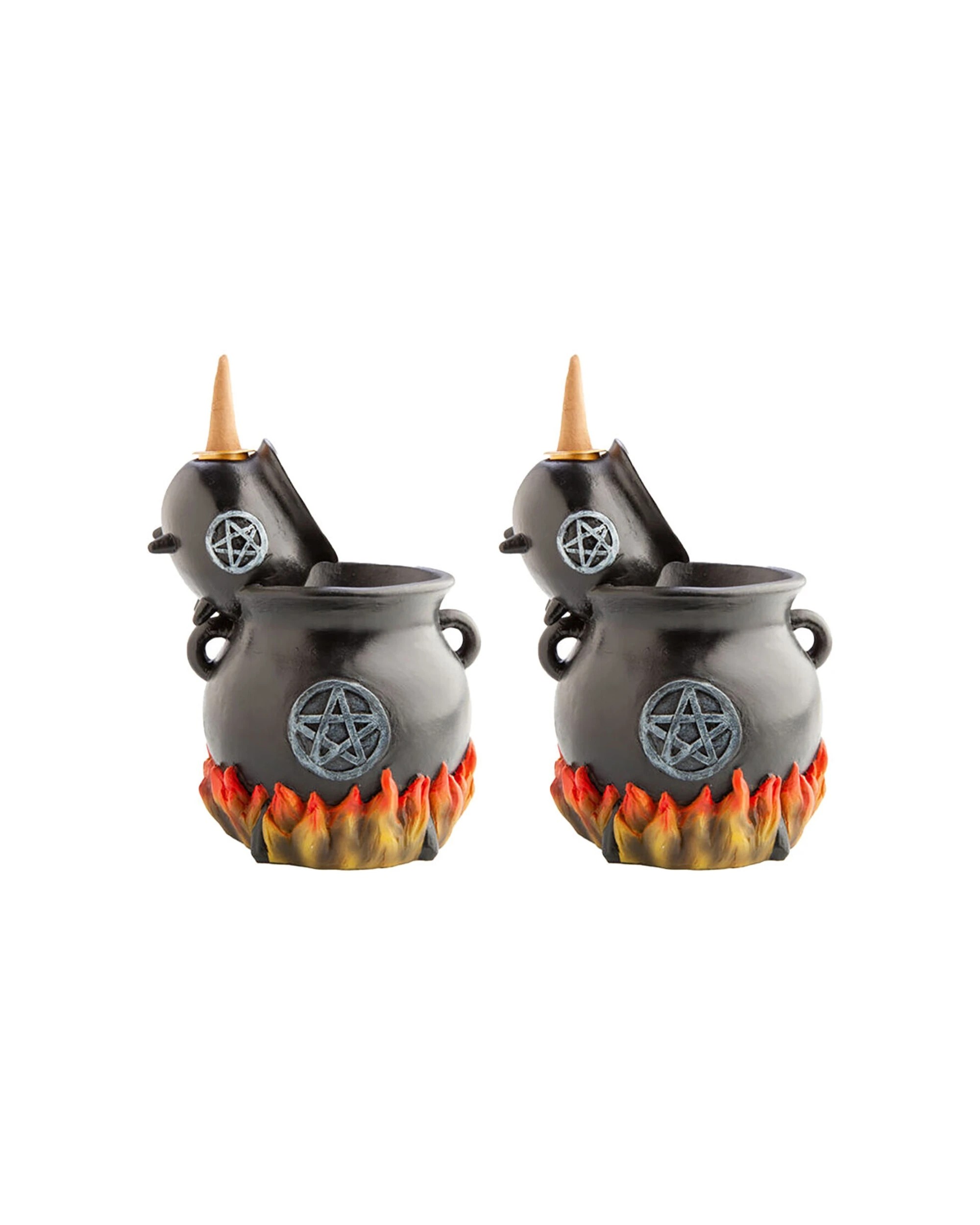 1 MDI 2PK LED Backflow Incense Burner Cauldron Pot Witchy Decor 13.5x15.5cm - Black, 1 of 6