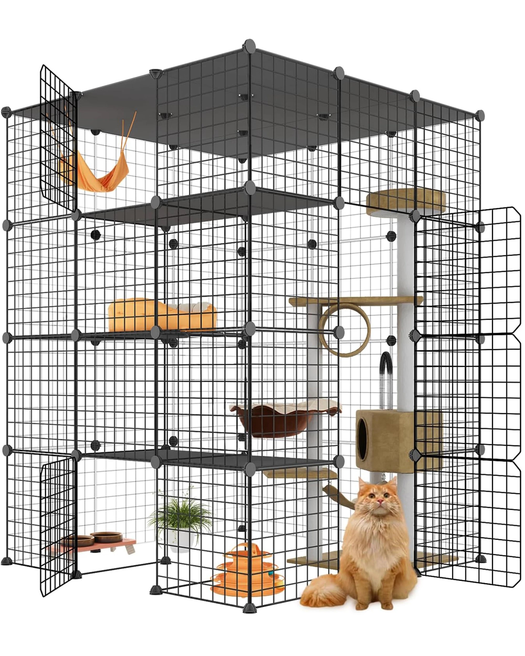 1 Advwin DIY Cat Cage 4 Tier Pet Cage Rabbit Hutch, 1 of 8