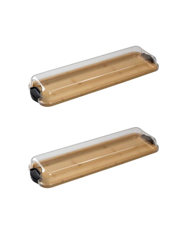 Farberware 2PK Build-a-Board Bamboo Snacking Platter With Lid Durable - M