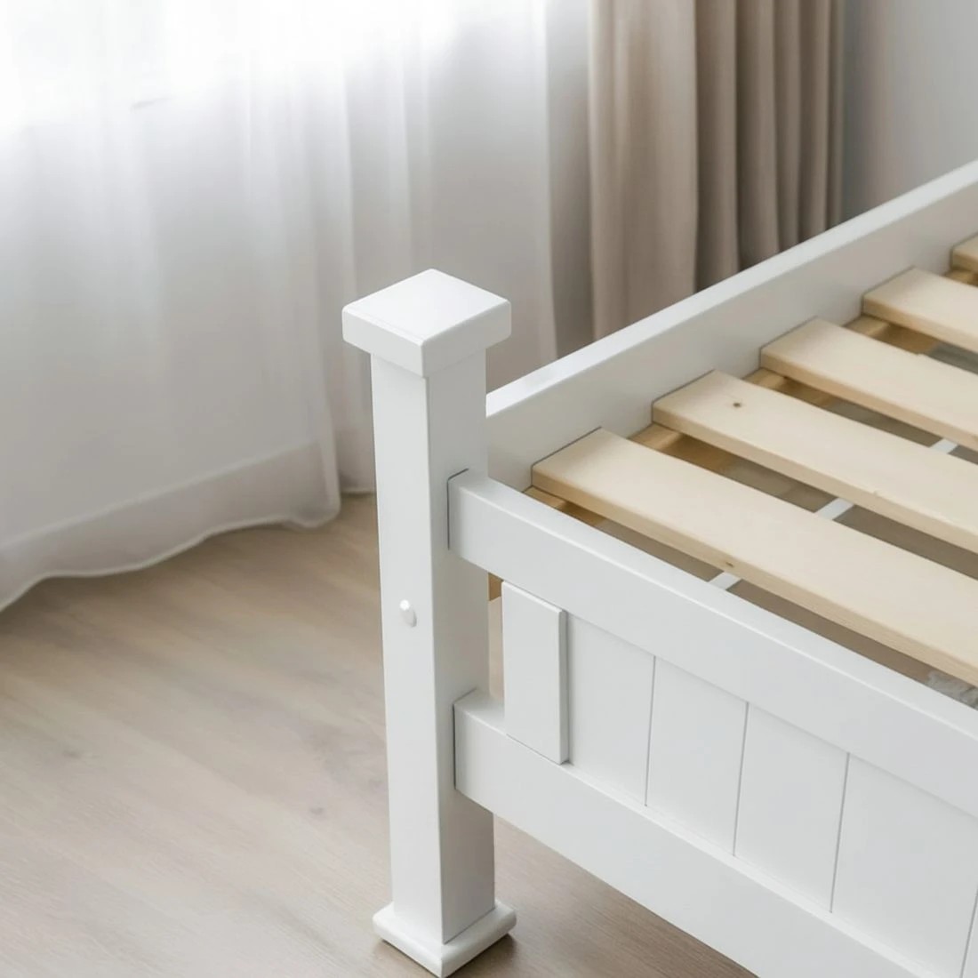 5 Artiss King Single Bed Frame and Bookshelf - White, 5 of 8