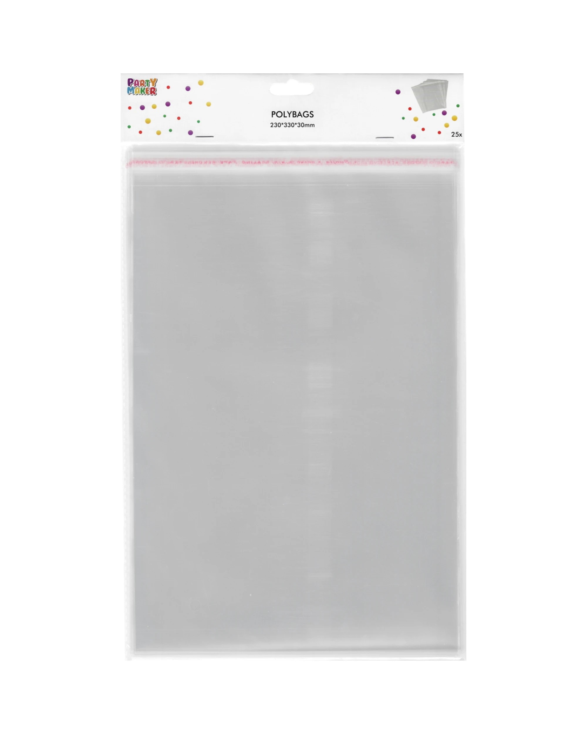 1 Party Maker Clear Peel & Seal Cello Plastic Bags 23cm x 33cm Pack of 25, 1 of 2