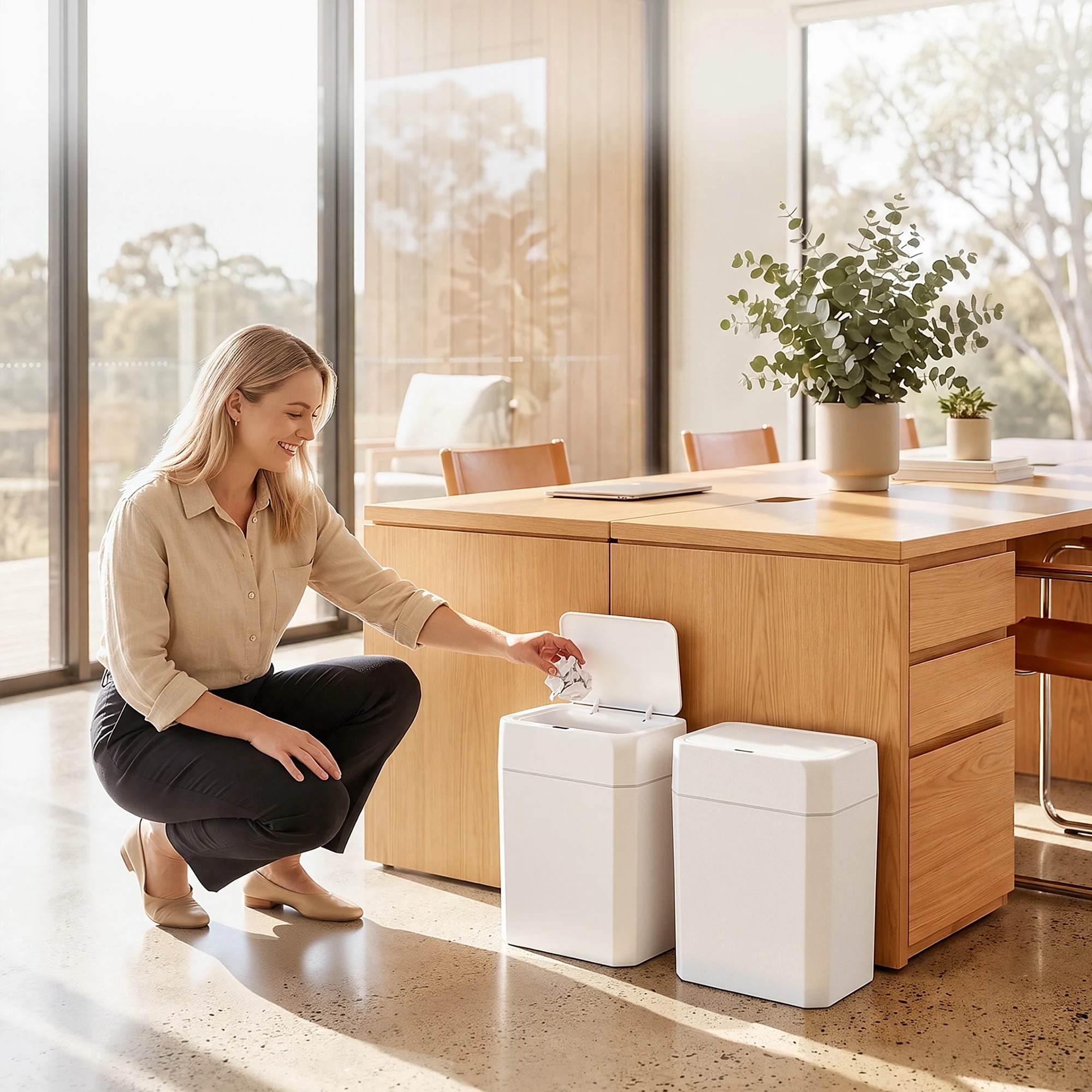 5 Artiss Rubbish Bin 12L 2-Pack Sensor Kitchen Automatic Motion Touchless - White, 5 of 9