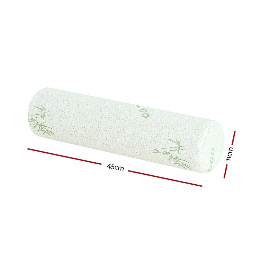 2 Giselle Bedding Memory Foam Neck Roll Pillow Bamboo Cover - White, 2 of 7