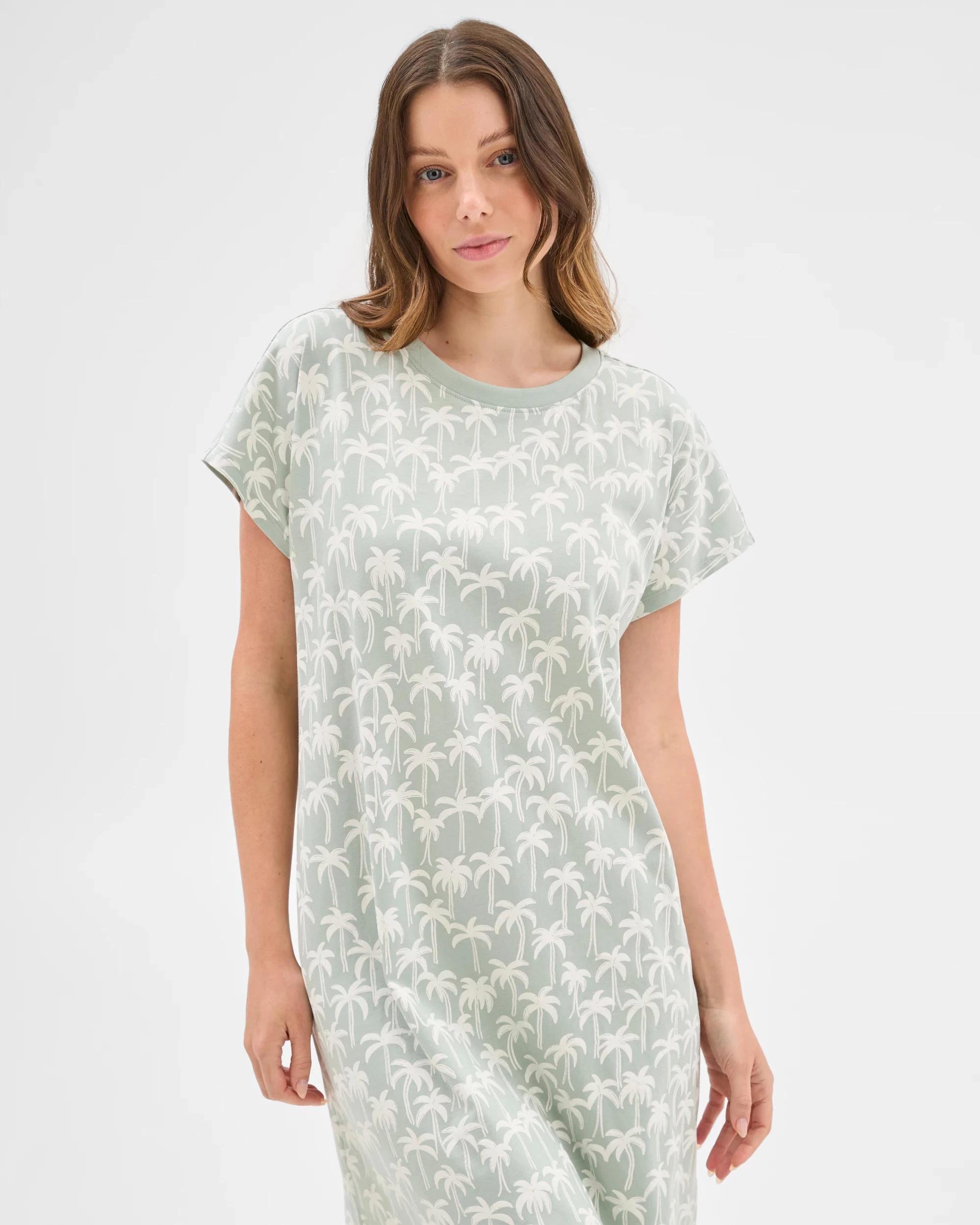 3 Target Woman Australian Cotton Blend T-Shirt Nightie PALM, 3 of 5