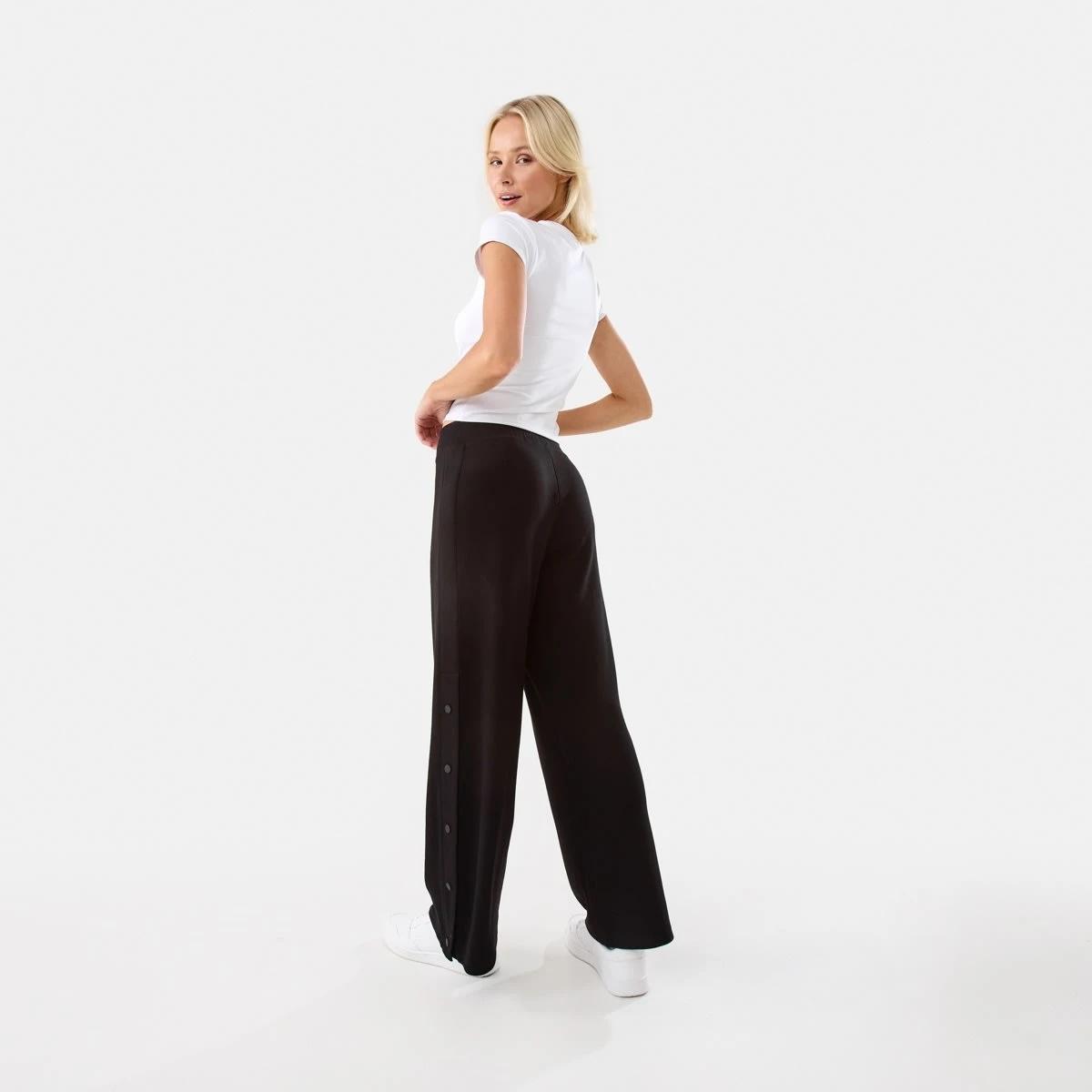 4 Active Womens Snap Trackpants Black, 4 of 7