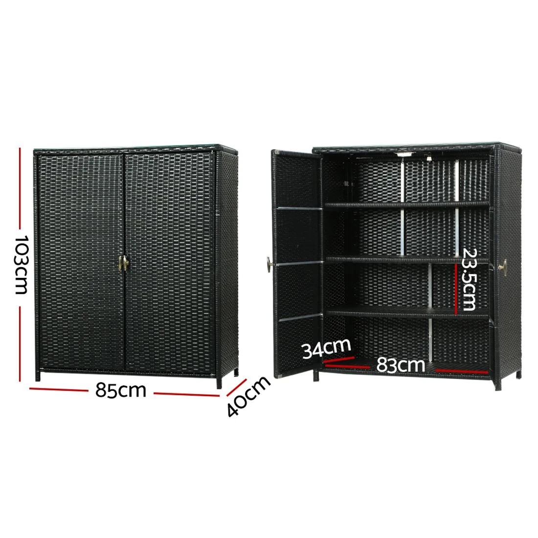 4 Gardeon Outdoor Storage Cabinet Box Garage Wicker Shelf Chest Garden Shed Tools
 - black, 4 of 8