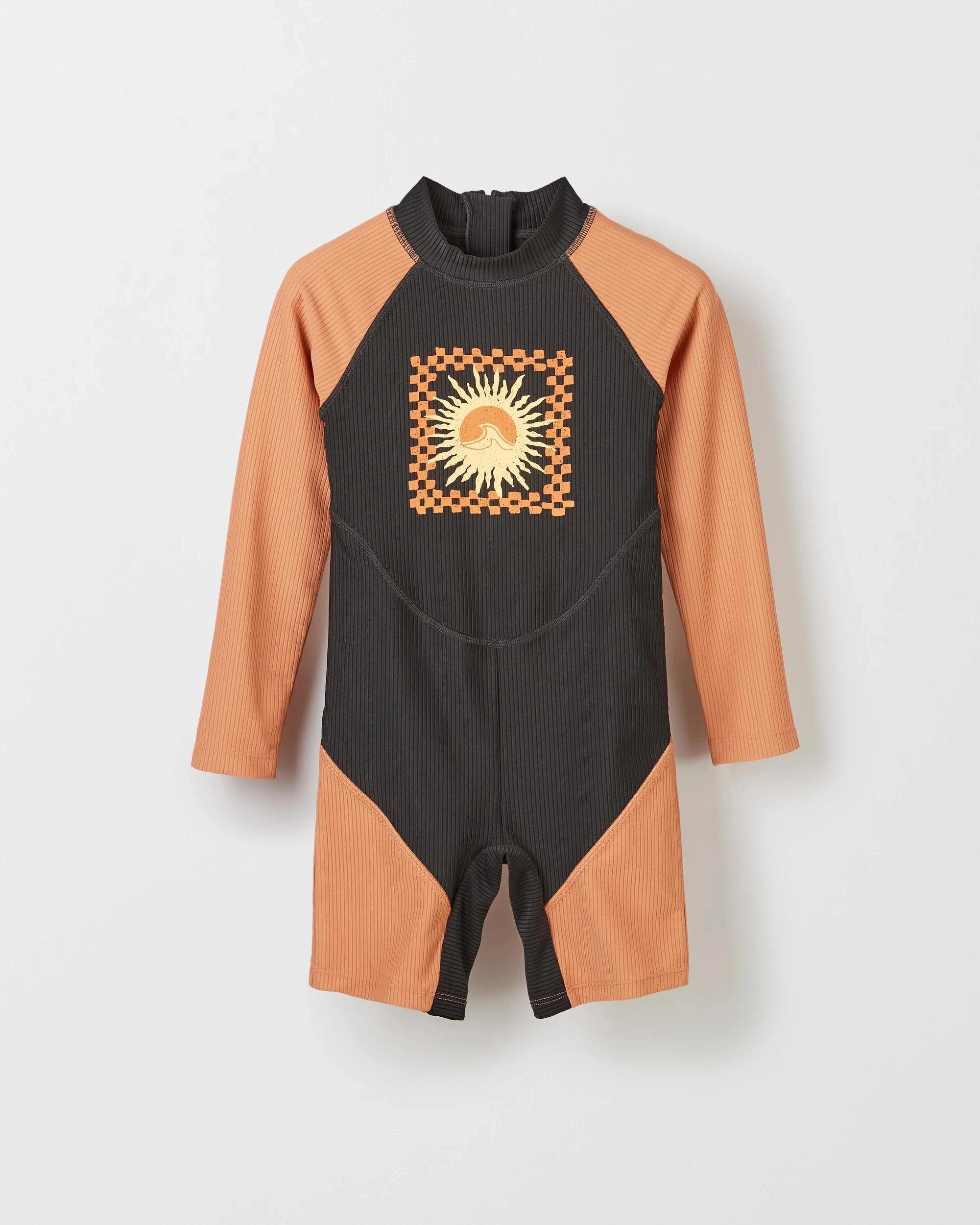 1 Target Boys Long Sleeve Ribbed Swim Onesuit CHARCOAL, 1 of 2