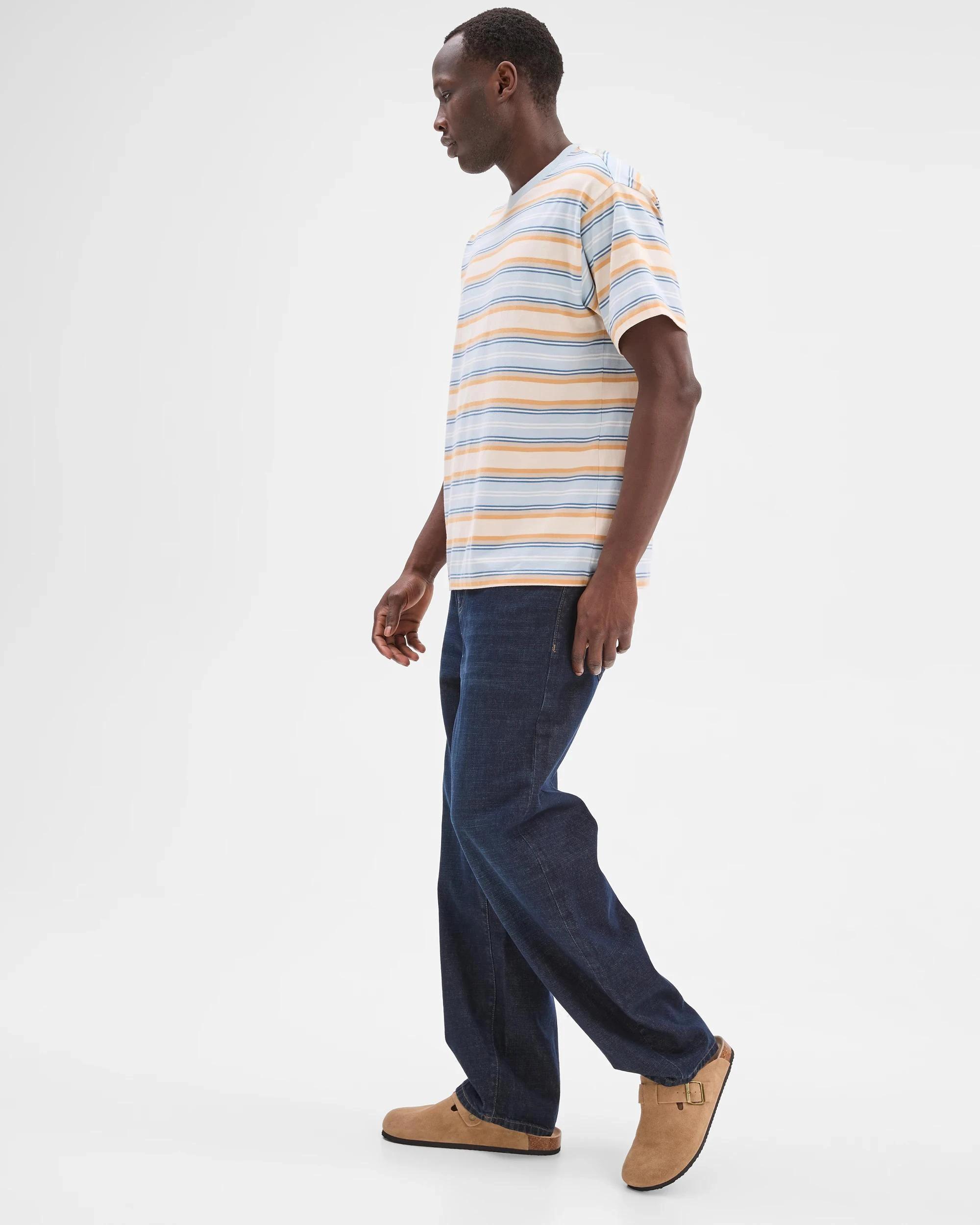 3 Australian Cotton Heavy Core T-Shirt- Commons BLUE / STRIPE, 3 of 7