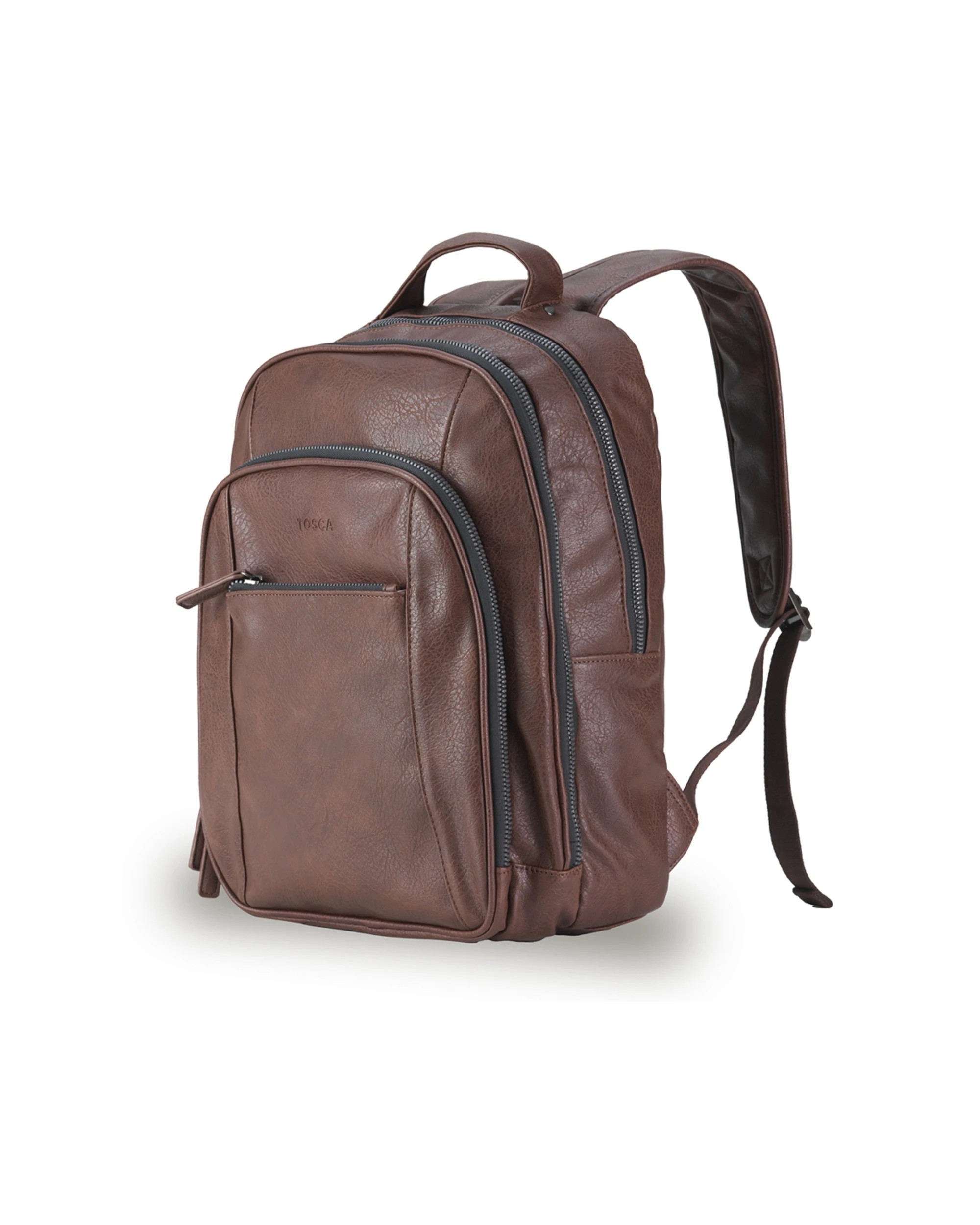 1 Tosca Vegan Leather Backpack Mens Travel Bag - Brown, 1 of 3