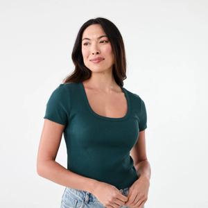 Short Sleeve Rib Square Neck T-shirt