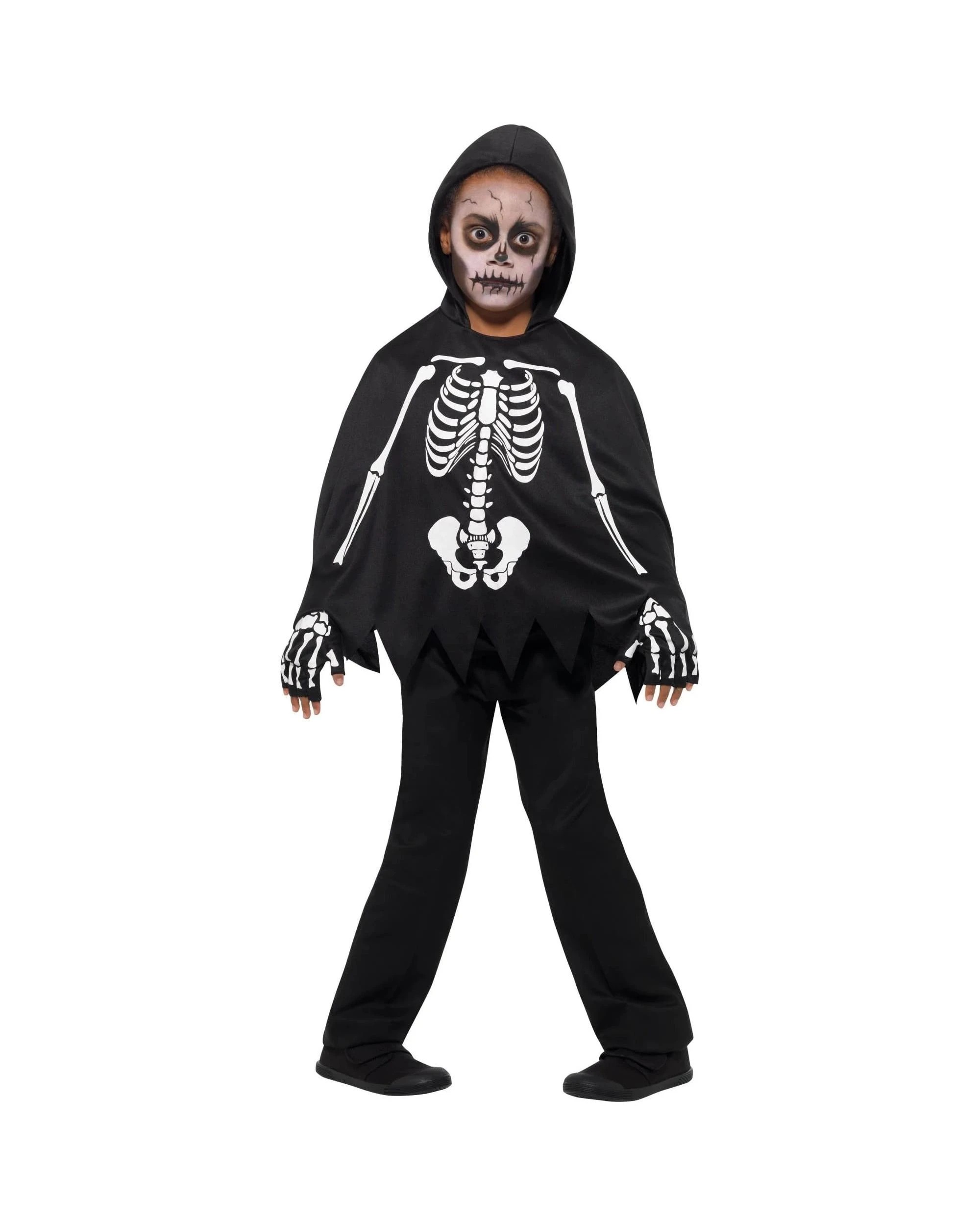 4 Unisex Skeleton Poncho Child Costume, 4 of 9