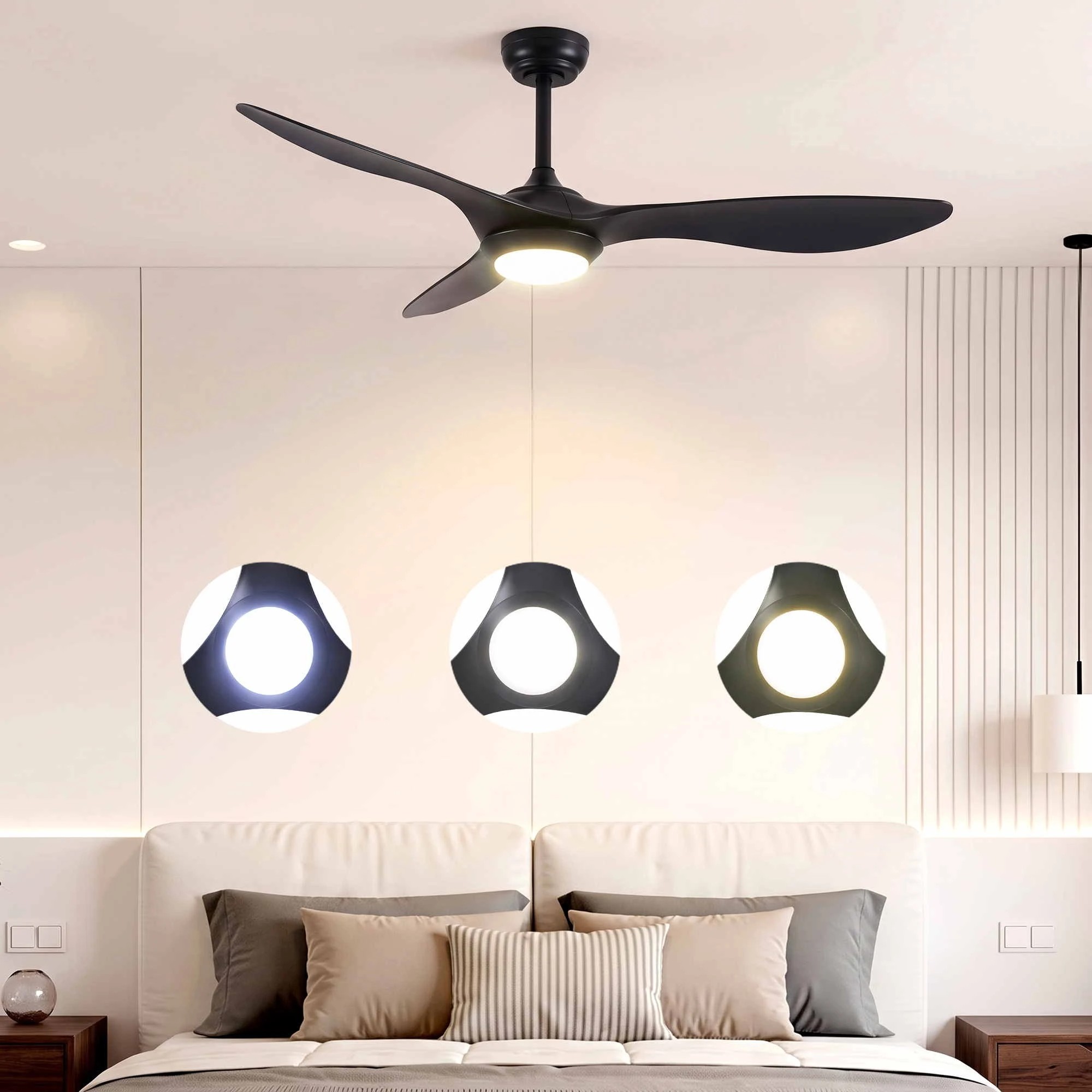 5 Devanti 52'' Ceiling Fan DC Motor w/Light w/Remote - Black, 5 of 9