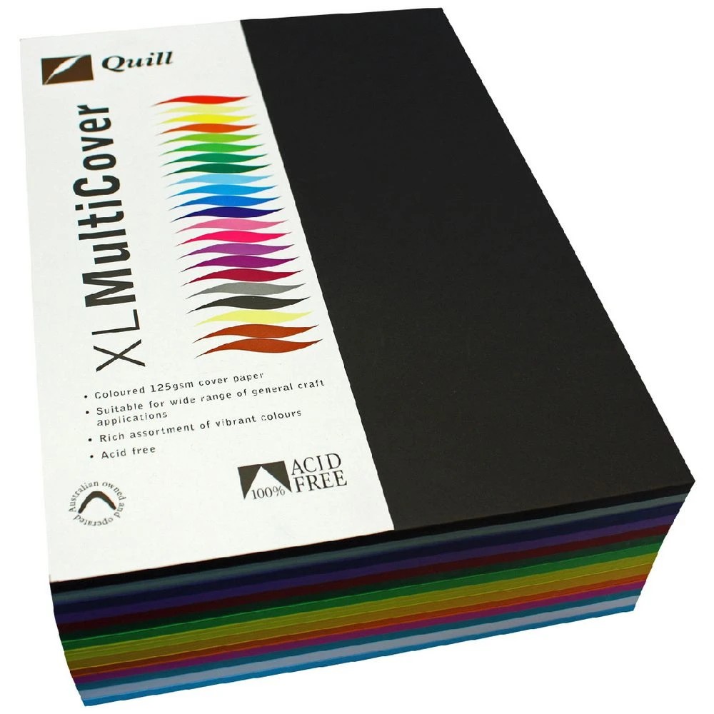 1 Quill 125gsm A4 Cover Paper Assorted Colours 500 Sheets, 1 of 1