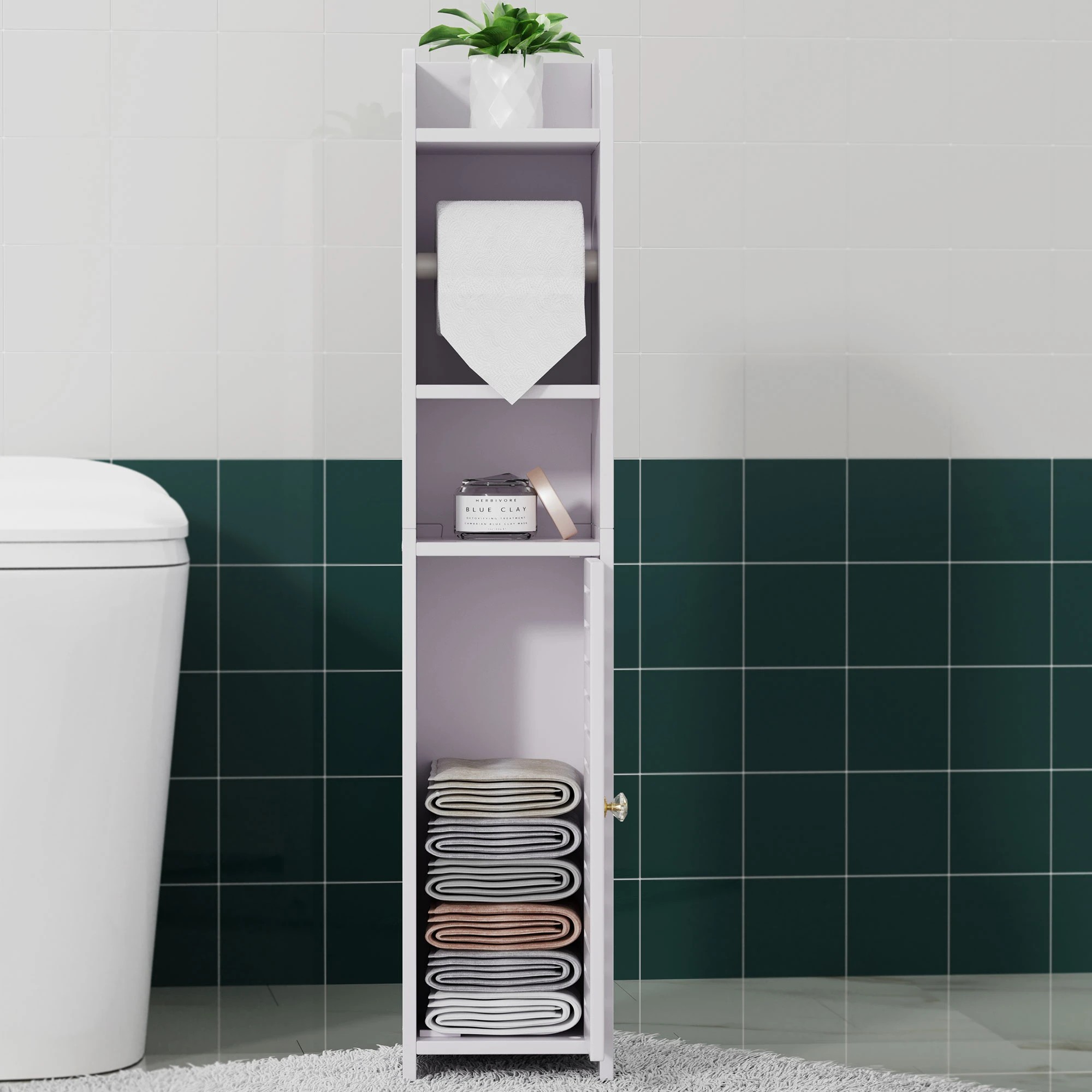 4 Artiss 2X Bathroom Cabinet Toilet Roll Holder - White, 4 of 8