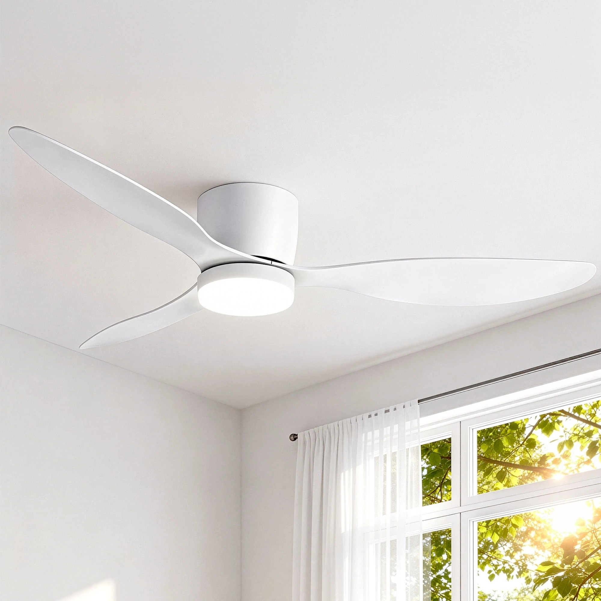 4 Devanti 52'' Ceiling Fan 3 Blades DC Motor w/Light w/Remote - White, 4 of 8