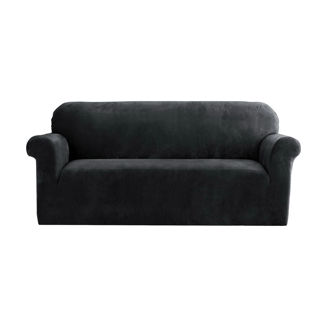 1 Artiss Sofa Cover Couch Covers 3 Seater Velvet - Black, 1 of 6