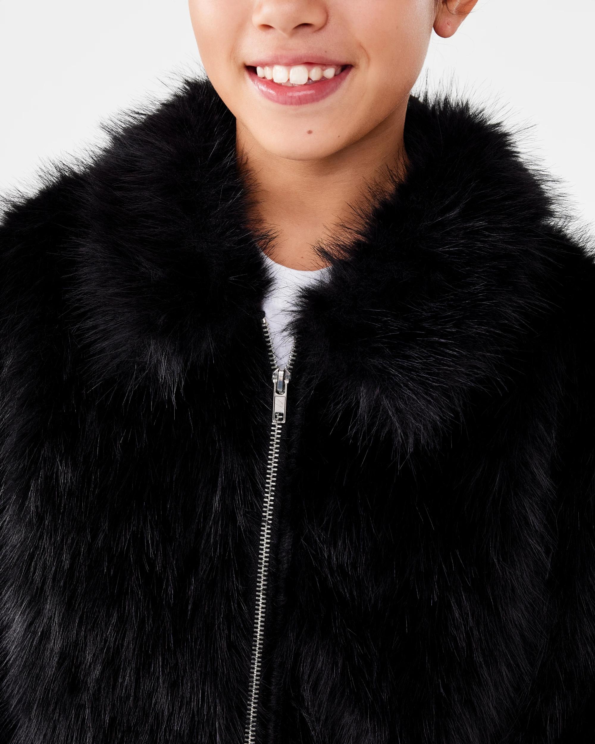 5 Faux Fur Jacket Black, 5 of 8