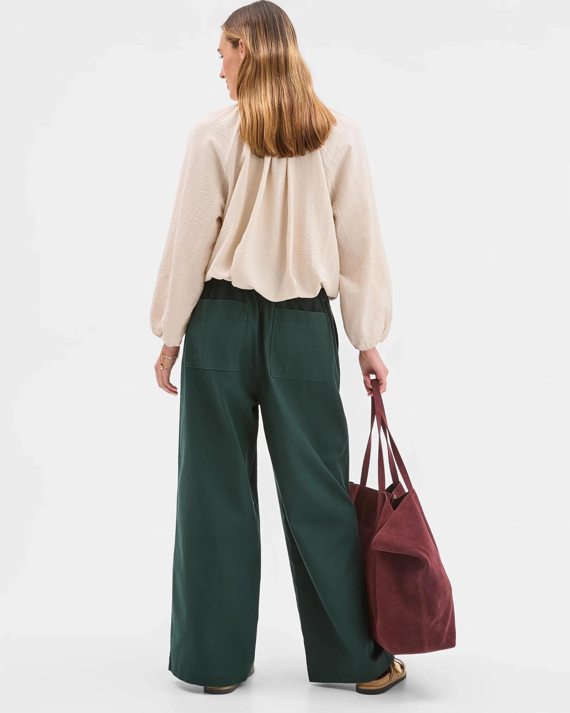 5 Target Woman Long Sleeve Button Front Bubble Hem Top FLAX, 5 of 5