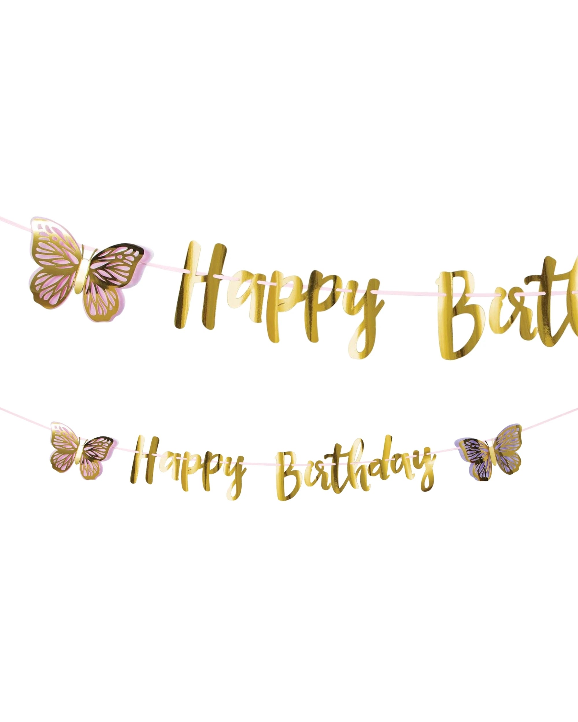 1 Creative Converting Butterfly Shimmer Happy Birthday Letter Banner, 1 of 2