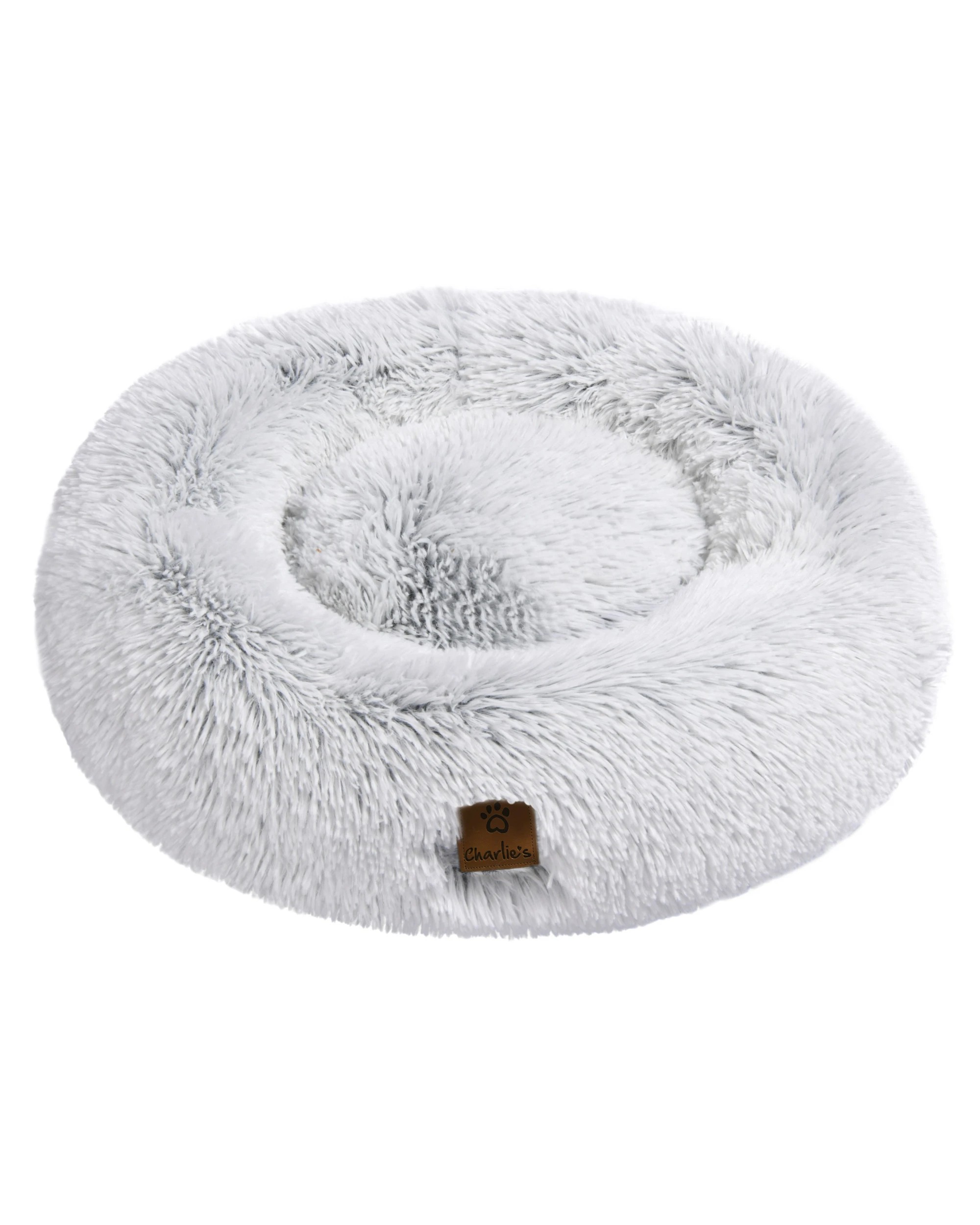 5 Charlie's Shaggy Faux Fur Round Calming Dog Bed Small - White, 5 of 6