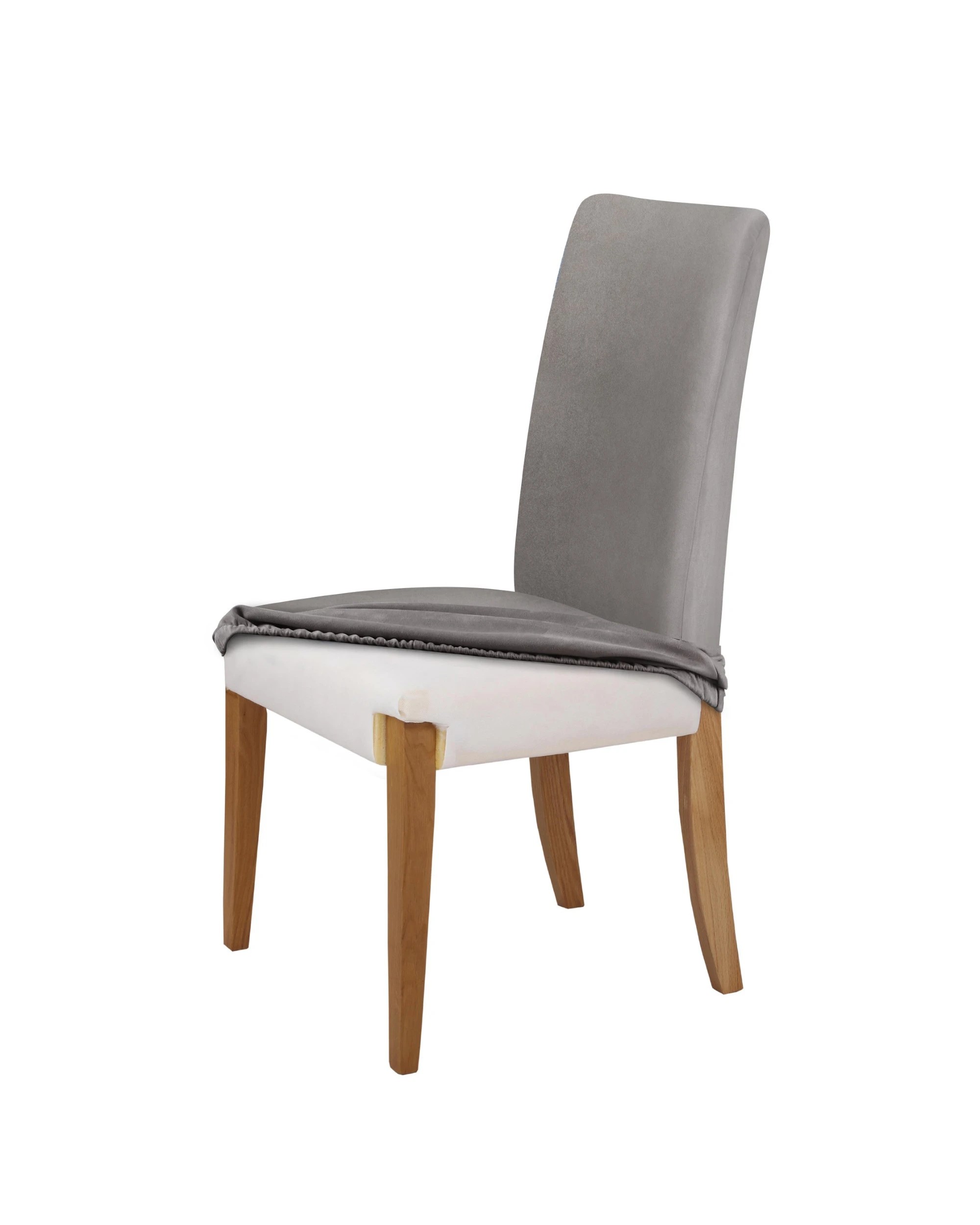 1 Sherwood Home Premium Faux Suede Dining Chair Cover - Silver, 1 of 4