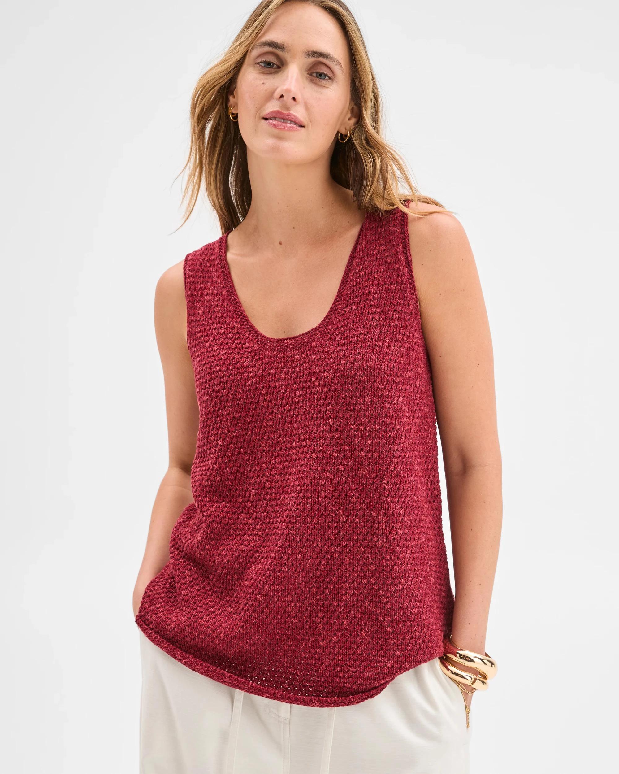 3 Target Woman Textured Knit Boxy Tank GARNET, 3 of 6