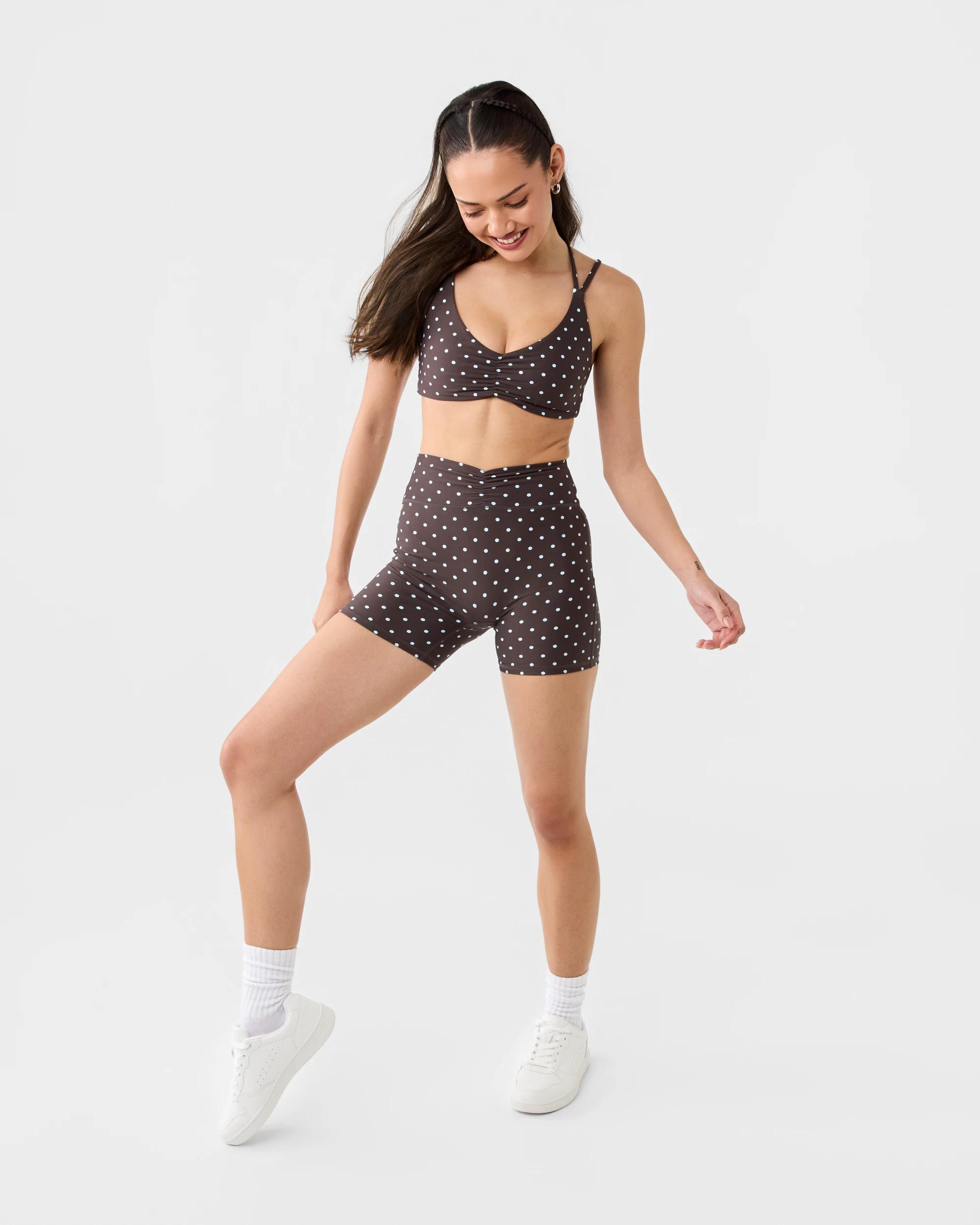 9 Active Womens Cloudform Print Ruched Crop Brn Spot, 9 of 9