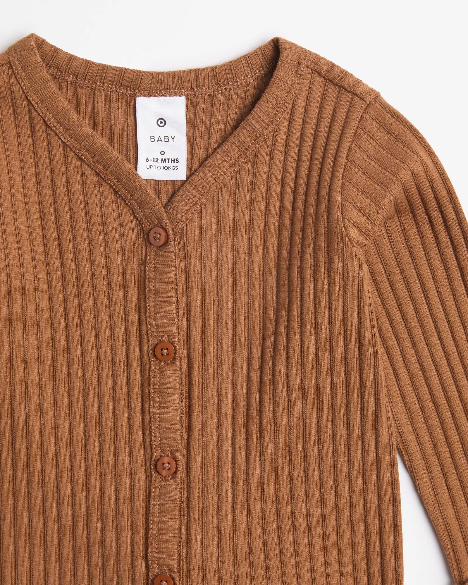 2 Target Baby Lightweight Rib Cardi BROWN, 2 of 3