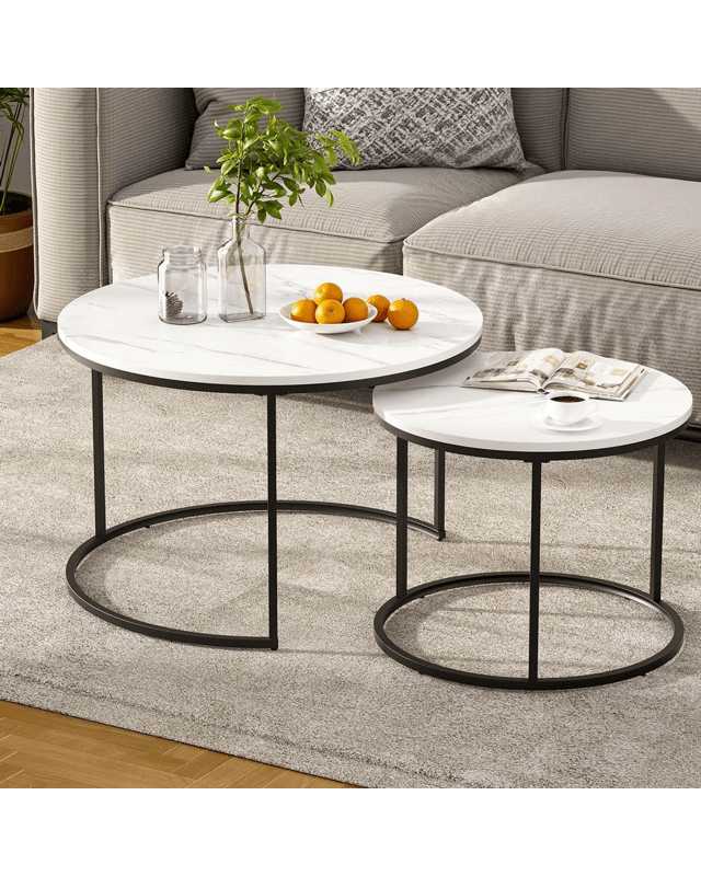 Artiss Nesting Coffee Table Set of 2 Marble Effect - M