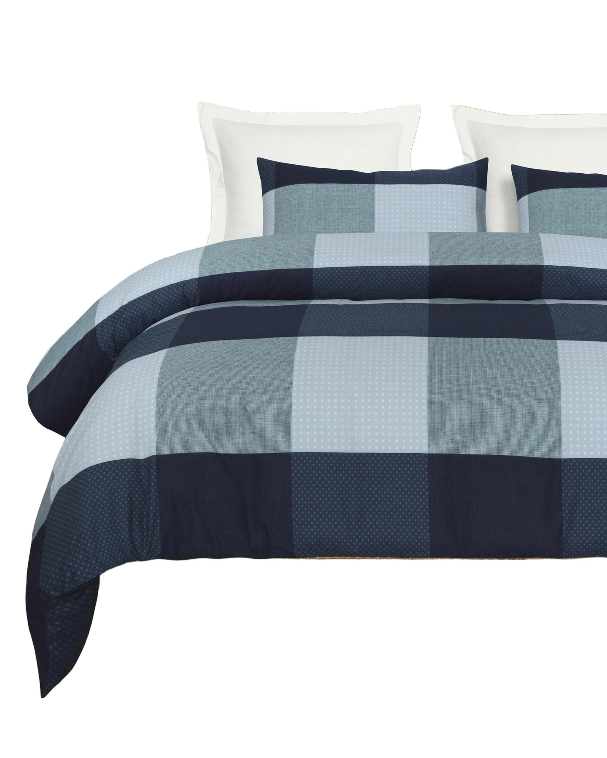 1 Amsons Pure Cotton Quilt Cover Set With Extra Standard Pillowcases - Super King Bed - Blue, 1 of 3
