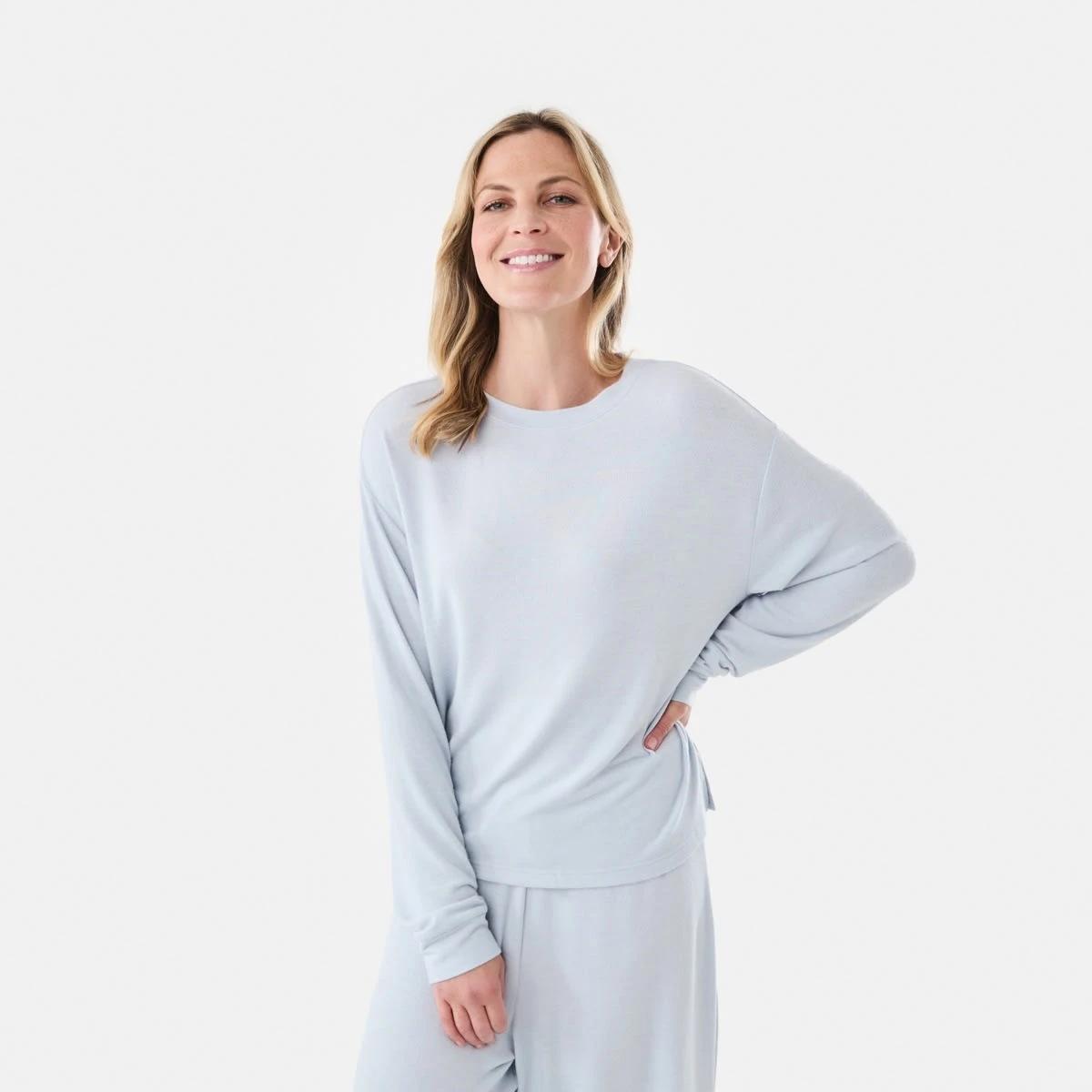 1 Long Sleeve Supersoft Top Blue Marle, 1 of 7