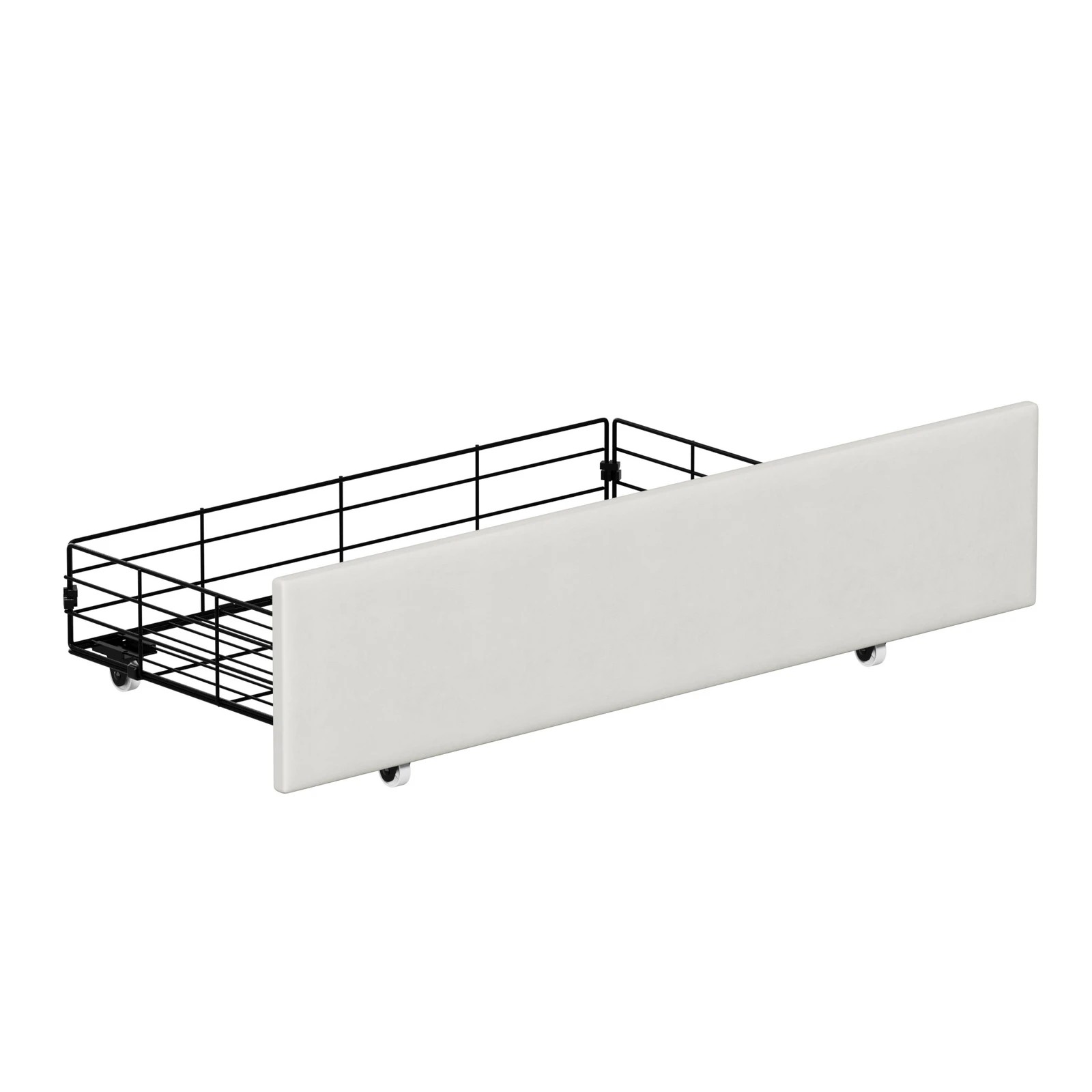 9 Oikiture Bed Frame Trundle Storage Metal Drawers Set of 2 - White, 9 of 9
