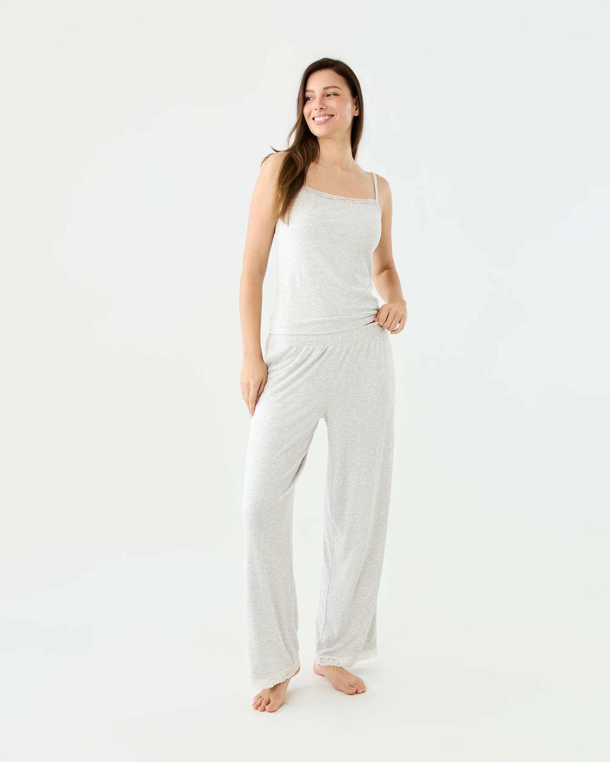 7 Viscose Rib Lace Trim Cami Wht Marle, 7 of 7