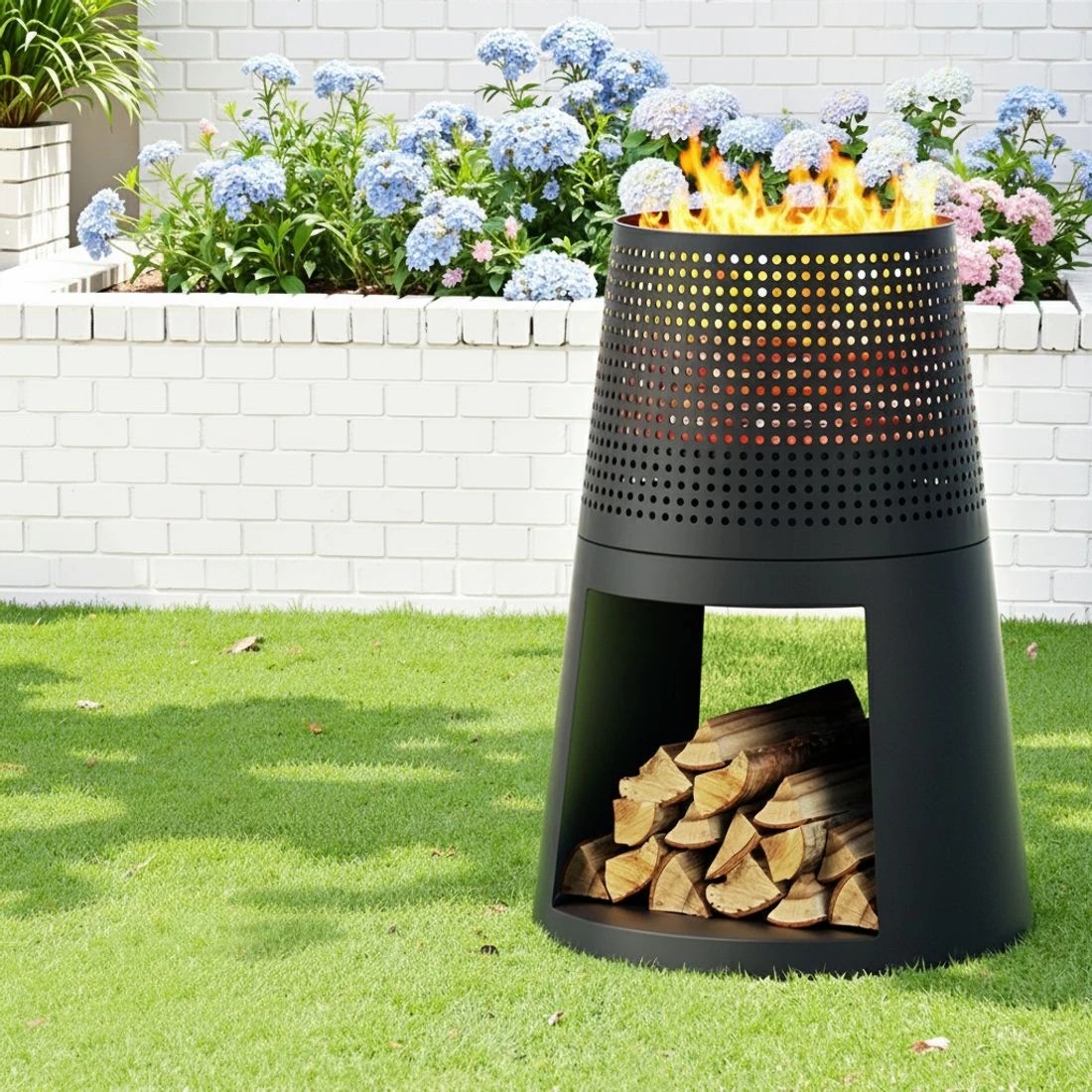 5 Grillz Fire Pit Deep Bowl Iron Outdoor - Black, 5 of 6
