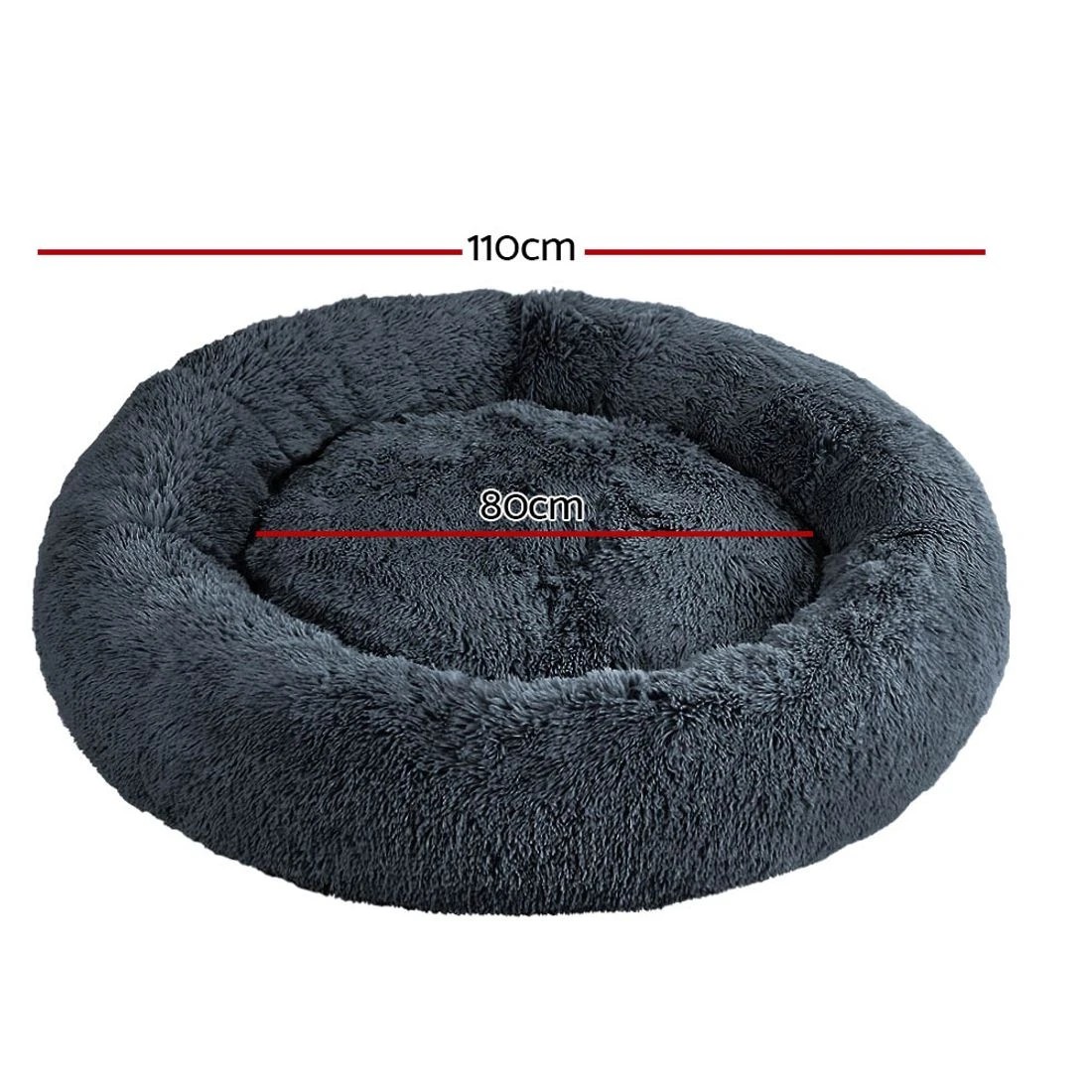 2 i.Pet Pet Bed Dog Cat 110cm Calming Extra Large Soft Plush - Grey, 2 of 7
