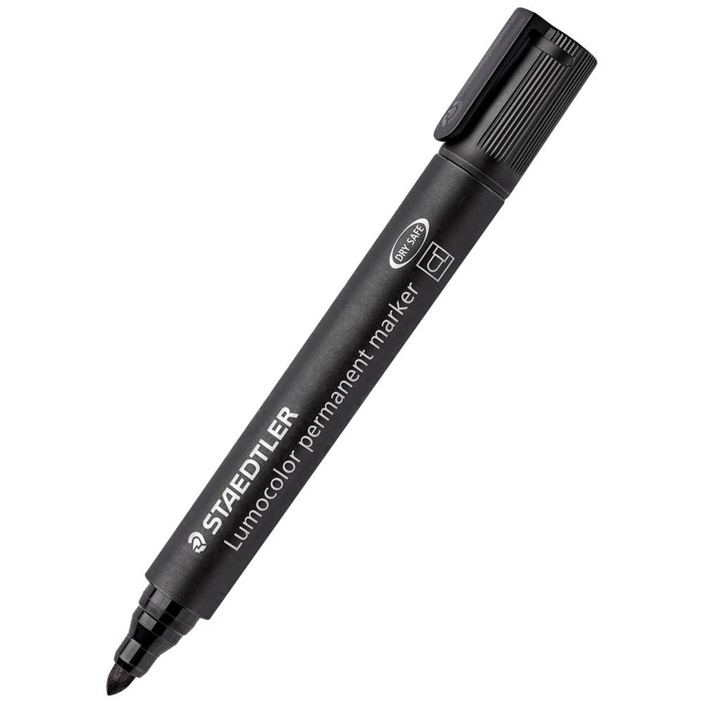 2 Staedtler Lumocolour Permanent Marker Bullet Black 4 Pack, 2 of 8