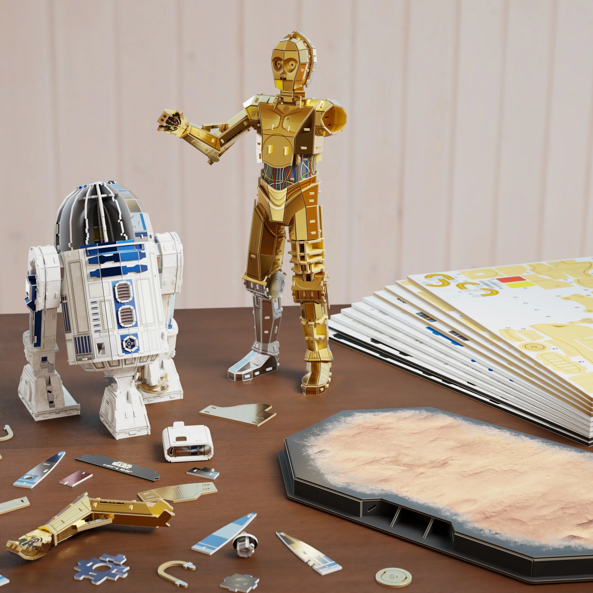 2 Disney Star Wars C - 3PO & R2 - D2 3D Puzzle Model Kit Puzzle with Stand from 4D Build - Multi, 2 of 5